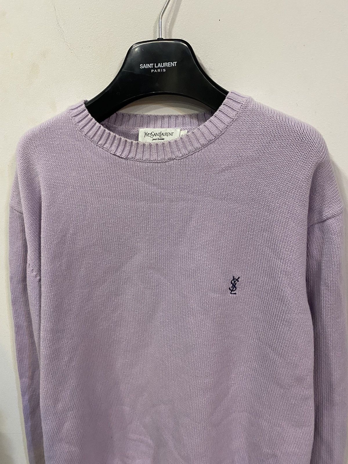 Yves Saint Laurent Lilac YSL Sweater Knit Baby Blue Old Money Paris Vintage Size US L / EU 52-54 / 3 - 13 Thumbnail