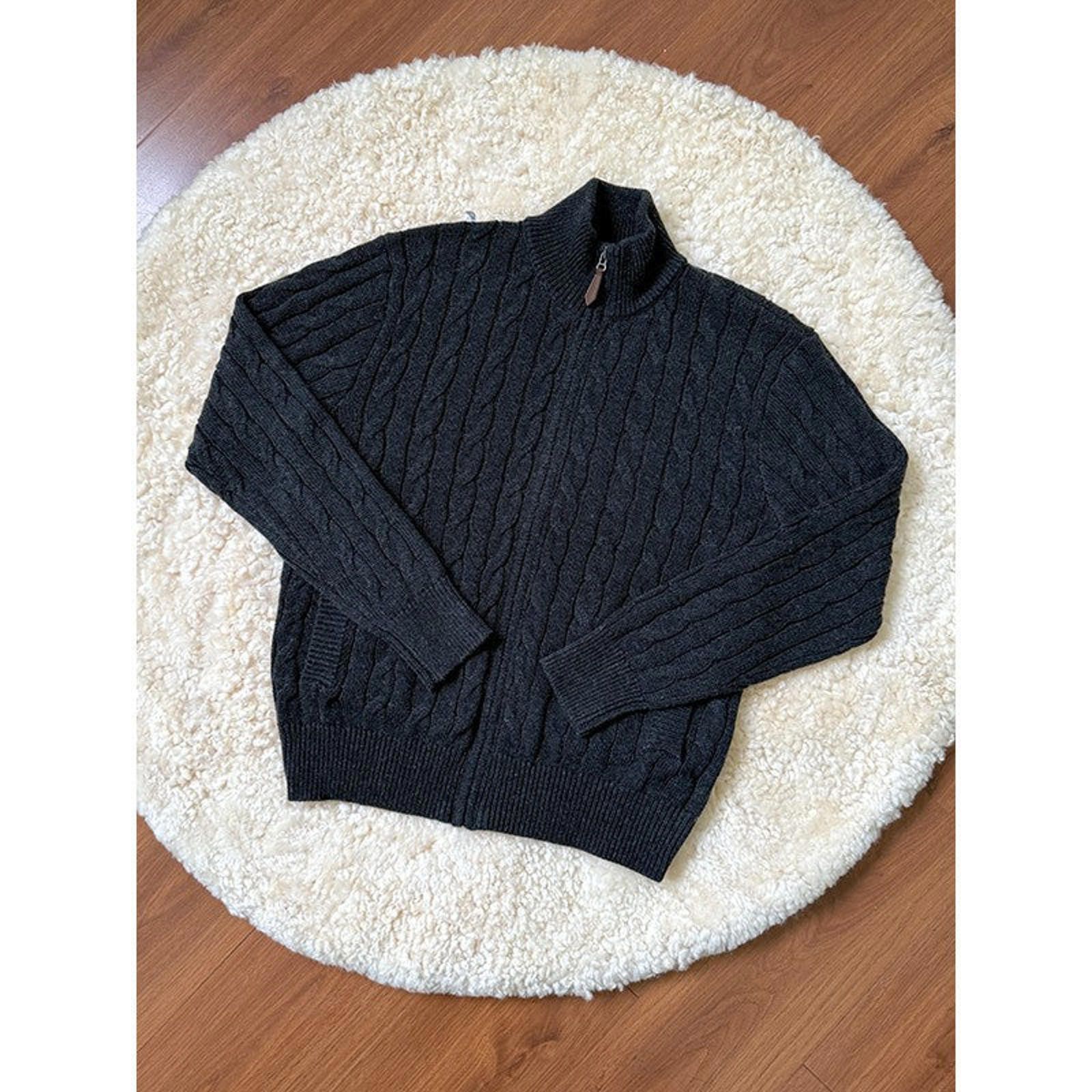 Vintage Cable Knit Full Zip Sweater, Classic Fit Knitwear Size US M / EU 48-50 / 2 - 8 Thumbnail