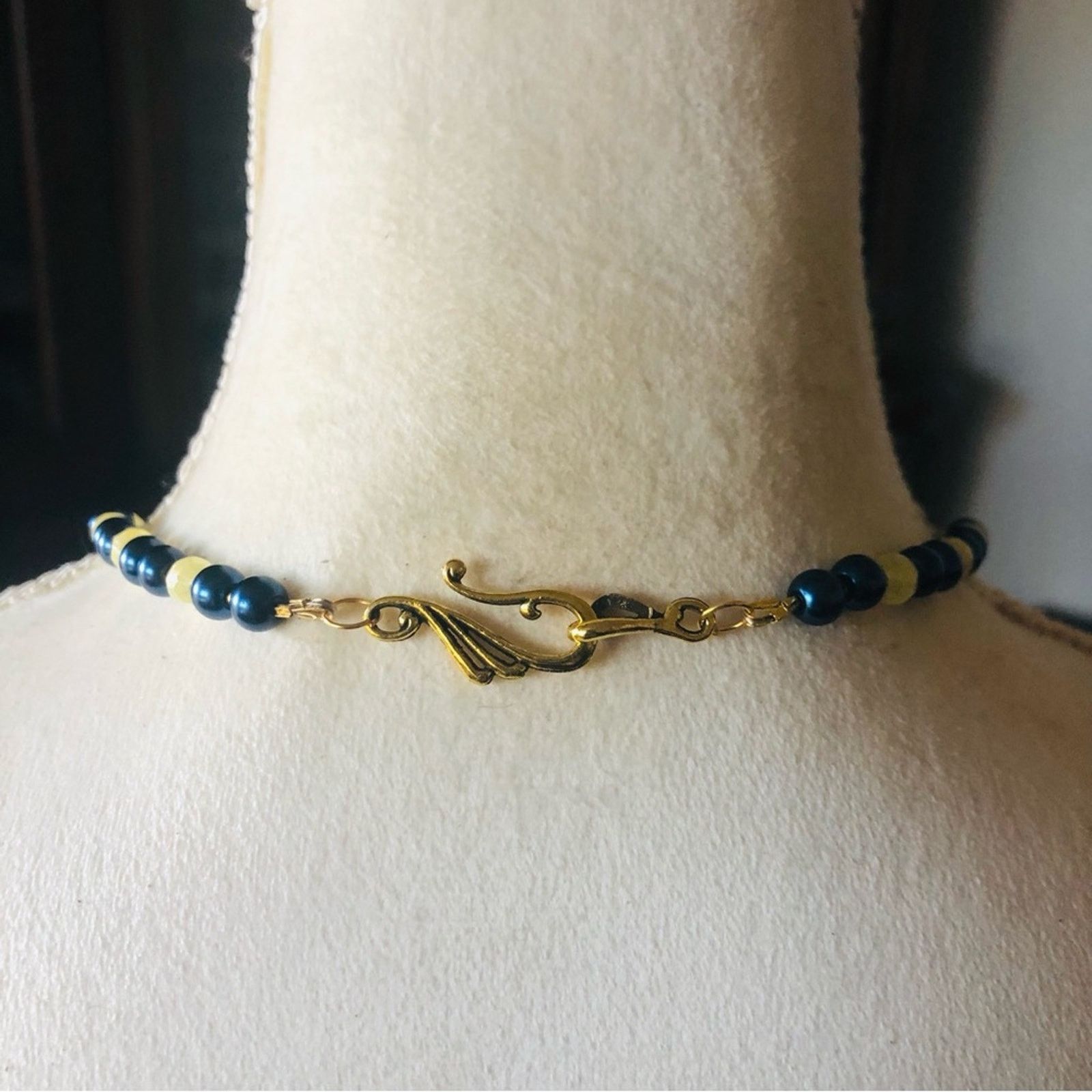 Handmade Handcrafted repurpose royal blue sailboat Pearl necklac Size ONE SIZE - 7 Thumbnail