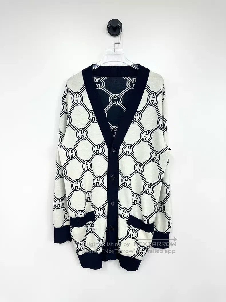Gucci Gucci Dark blue full printed logo double-sided wool knitte Size XS / US 0-2 / IT 36-38 - 3 Thumbnail