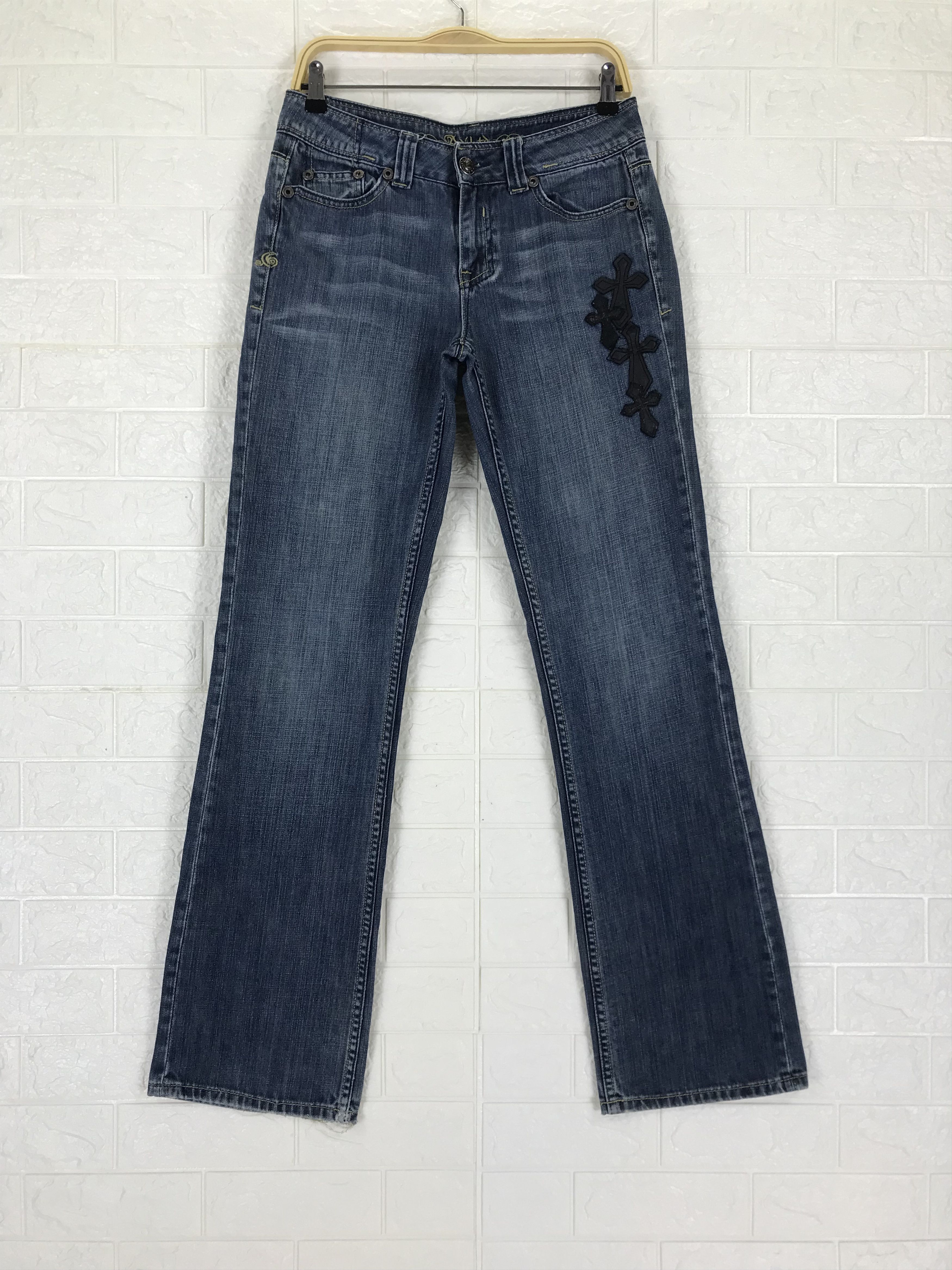 Japanese Brand Vintage Black Cross Flare Jeans Inspired Chrome Hearts Denim Size US 28 / EU 44 - 1 Thumbnail
