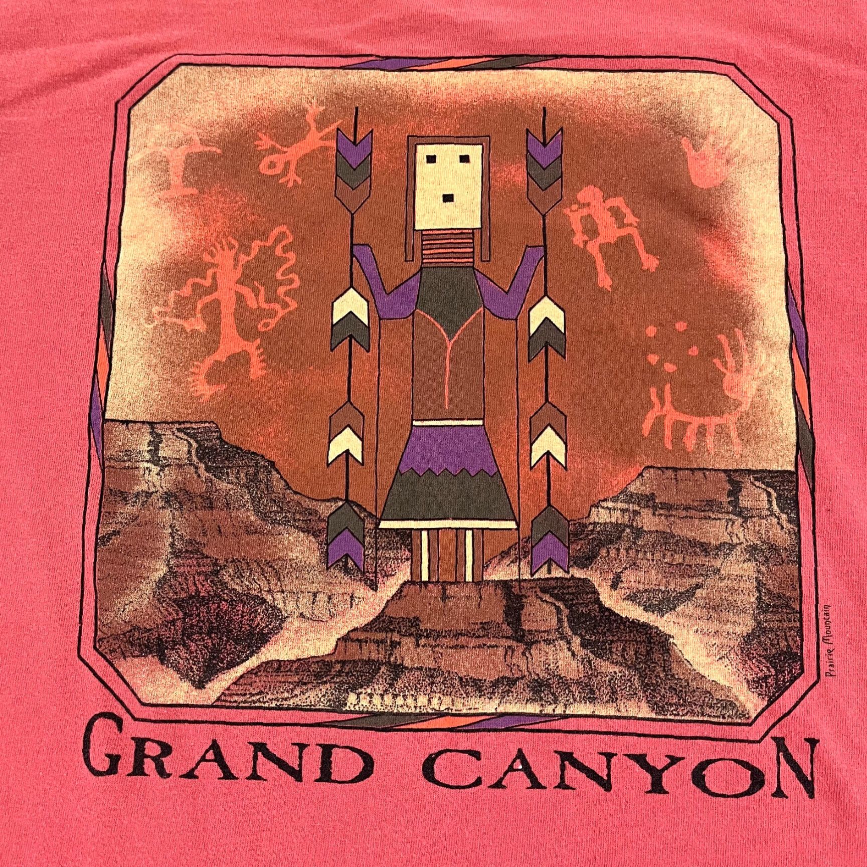 Vintage VINTAGE Prairie Mountain GRAND CANYON Shirt Mens L Red Graphic Tee 90s USA 90s Logo Mens Size US L / EU 52-54 / 3 - 2 Thumbnail