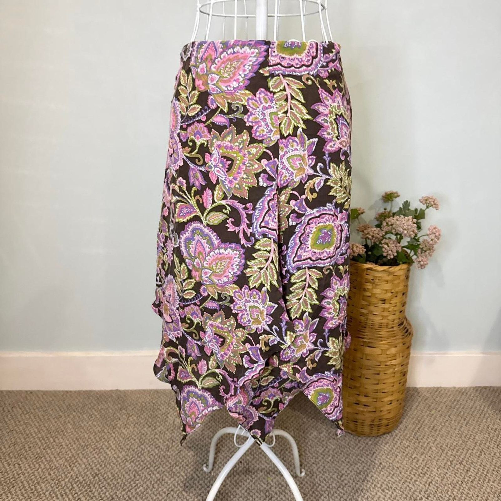 Jones New York fairy vintage floral tiered silky floral paisley skirt Size 36" / US 14 / IT 50 - 4 Thumbnail