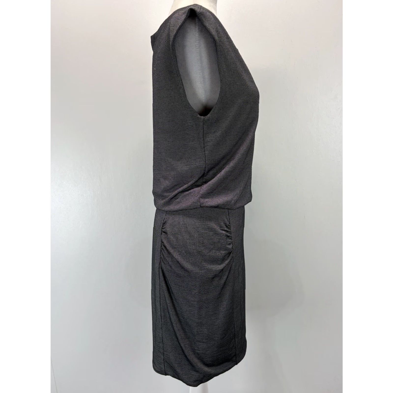 Athleta Athleta Westwood Microstripe Dress Black White Ruched Soft Stretch Size Small Size S / US 4 / IT 40 - 4 Thumbnail