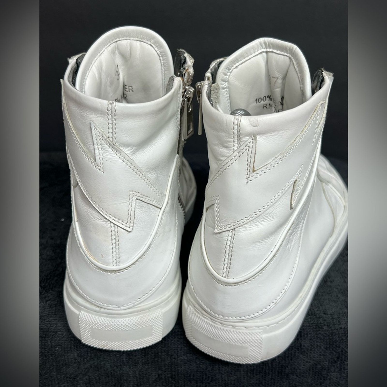 Zadig & Voltaire Size 37 - Zadig & Voltaire High Flash Sneakers White Leather Size US 6.5 / IT 36.5 - 5 Thumbnail