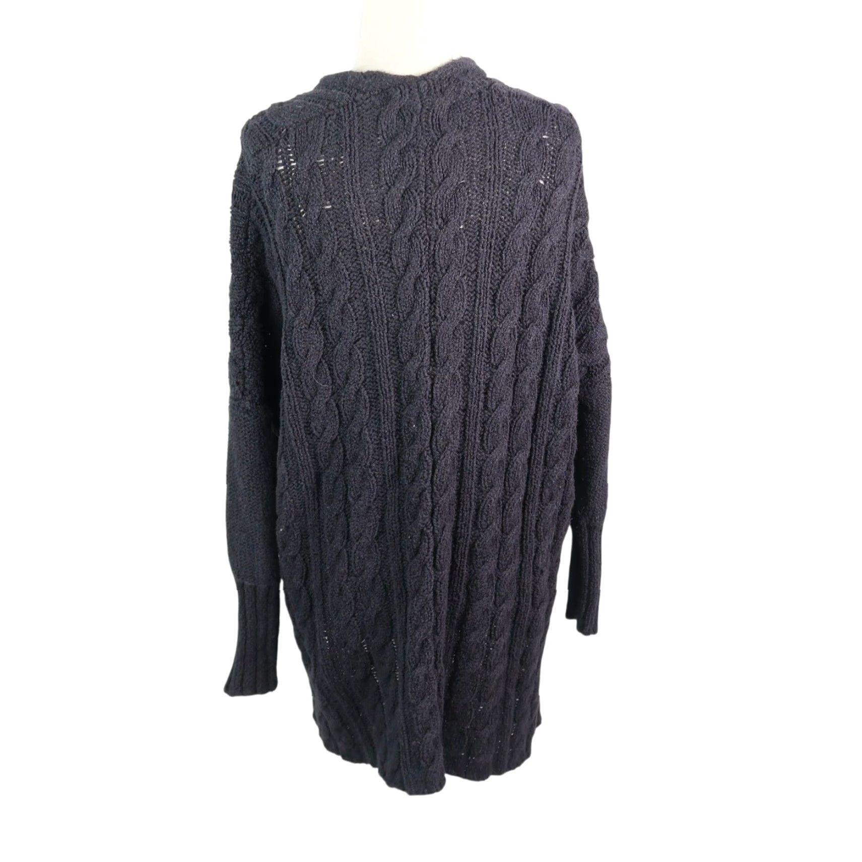 Free People Free People Black Cotton Cable Knit V-Neck Sweater Small Womens Pullover Size S / US 4 / IT 40 - 4 Thumbnail