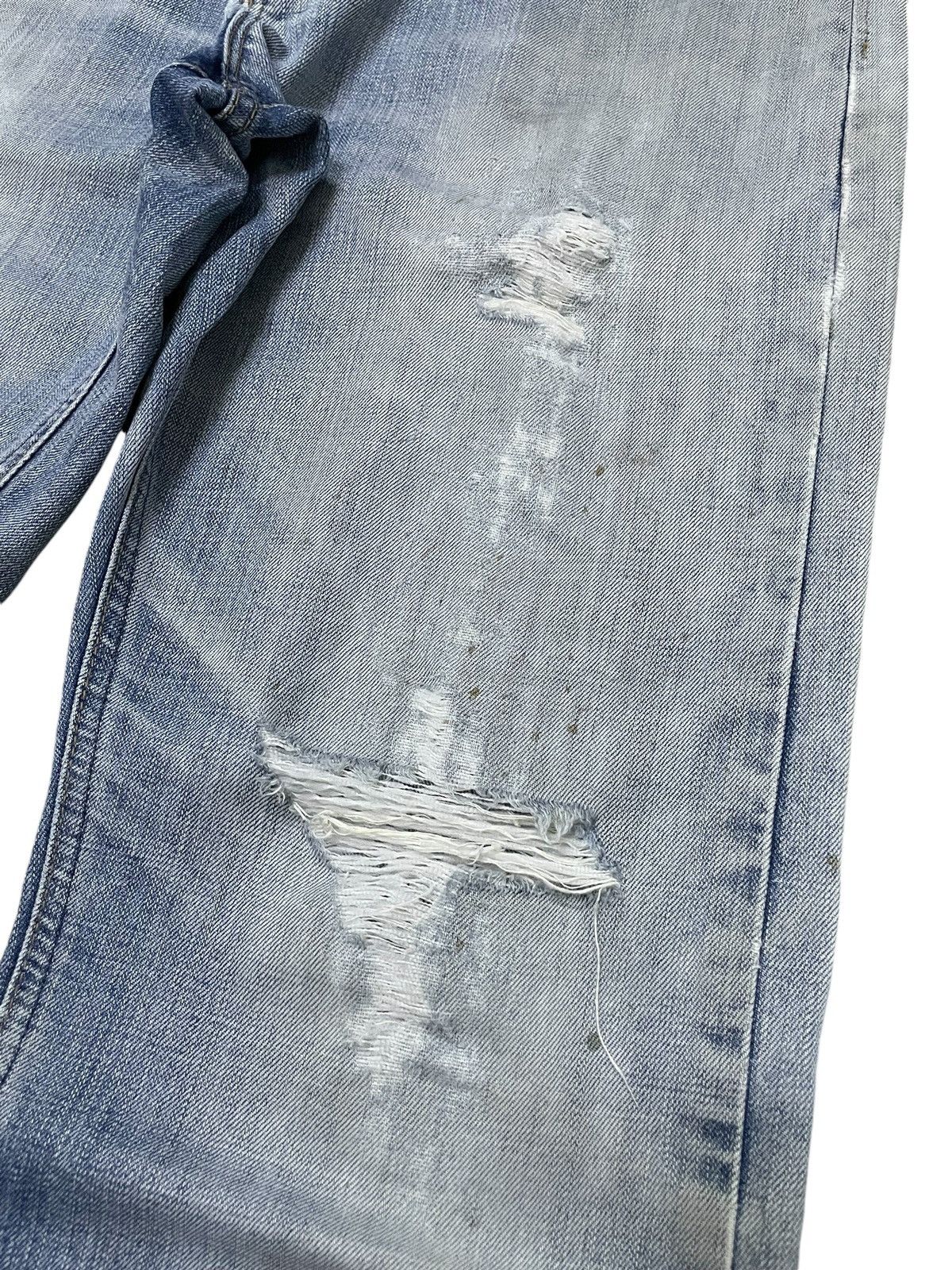 Edwin × Vintage Edwin XV Light Wash Distressed Straight Jeans Size US 30 / EU 46 - 7 Thumbnail