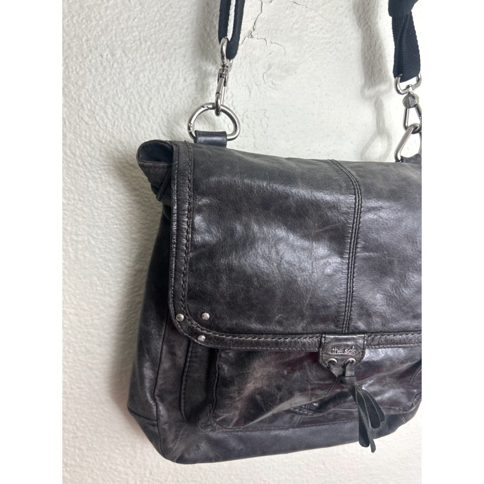The Sak The Sak Ventura Leather Convertible Backpack / Shoulder Bag Womens Gray Leather 11x12.5x3 Snap Distressed Convertible Bag Features Size ONE SIZE - 2 Thumbnail