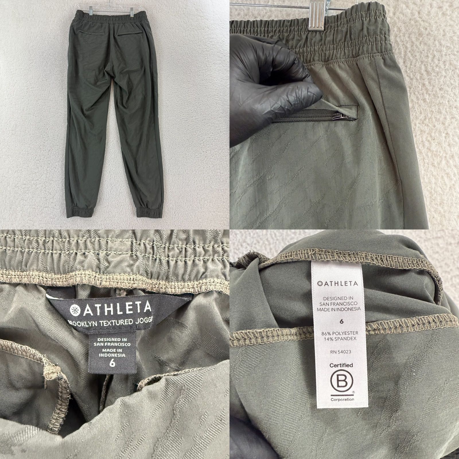 Athleta VINTAGE Athleta Brooklyn Jogger Pants Womens Size 6 Green Textured Gym Athleisure Size 28" / US 6 / IT 42 - 9 Thumbnail