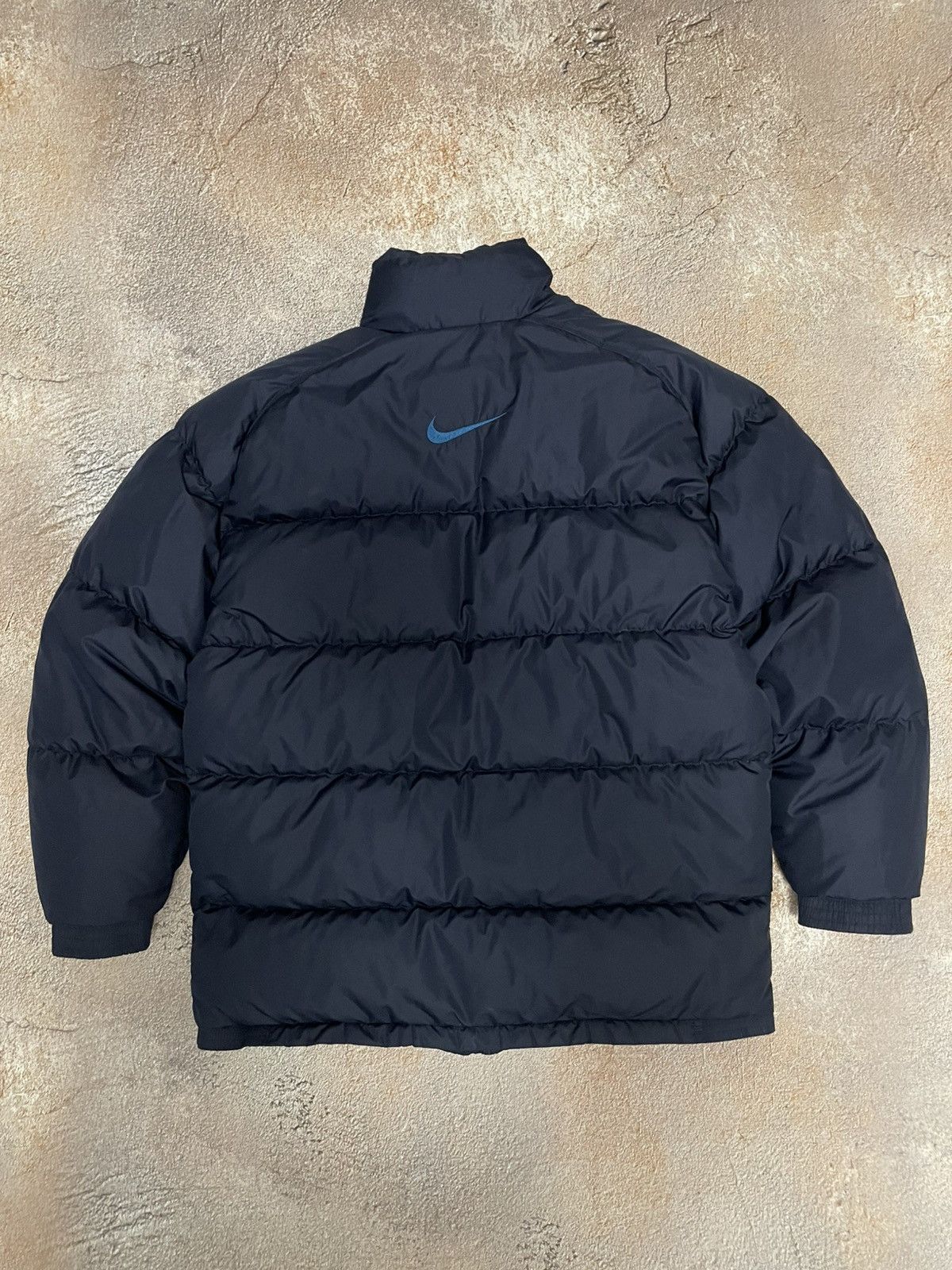 Nike Vintage Nike Big Swoosh Nylon Navy Puffer Jacket Size US S / EU 44-46 / 1 - 10 Thumbnail