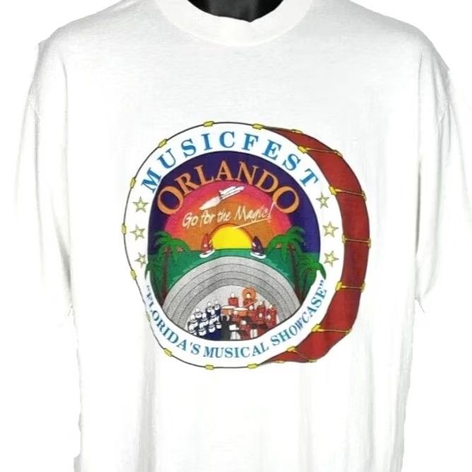 Hanes VINTAGE Orlando MusicFest T Shirt Mens Large White 80s Space Shuttle USA Hanes Graphic Tee Mens White 80s Space Shuttle Launch 50/50 Made In USA Large Size US L / EU 52-54 / 3 - 2 Thumbnail