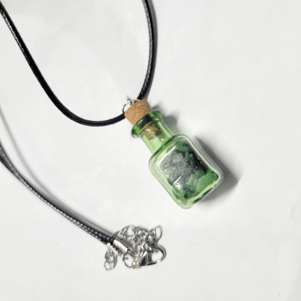 Handmade Hand crafted Ruby Zoisite crystal mini bottle necklace Size ONE SIZE - 2 Thumbnail