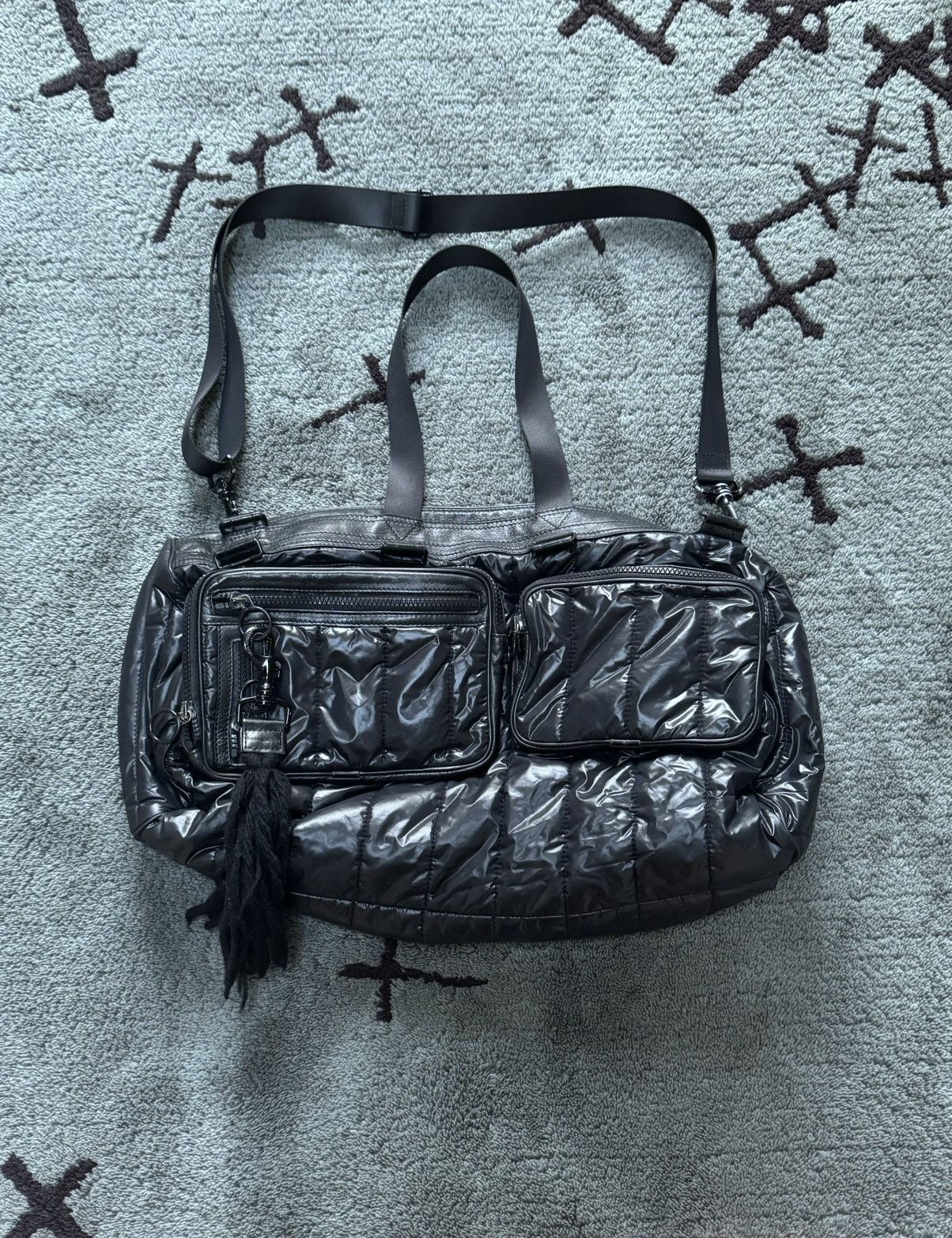 Dior AW06 Dior Homme Hedi Slimane White Leather Deville Duffel Bag