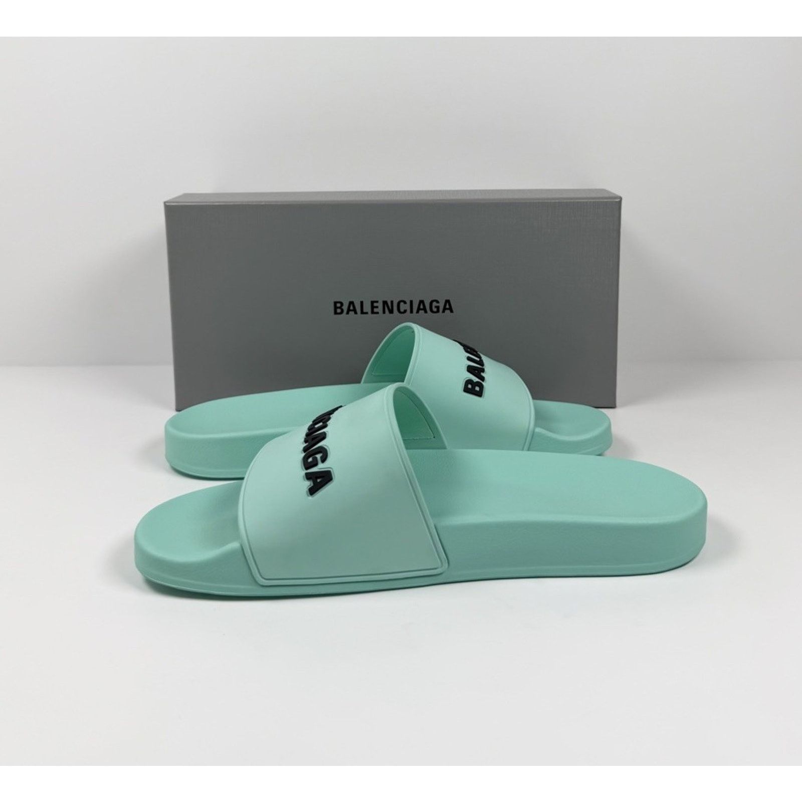 Balenciaga Size 11 - Balenciaga Mint Rubber Pool Sandals NEW! Size US 11 / EU 44 - 5 Thumbnail