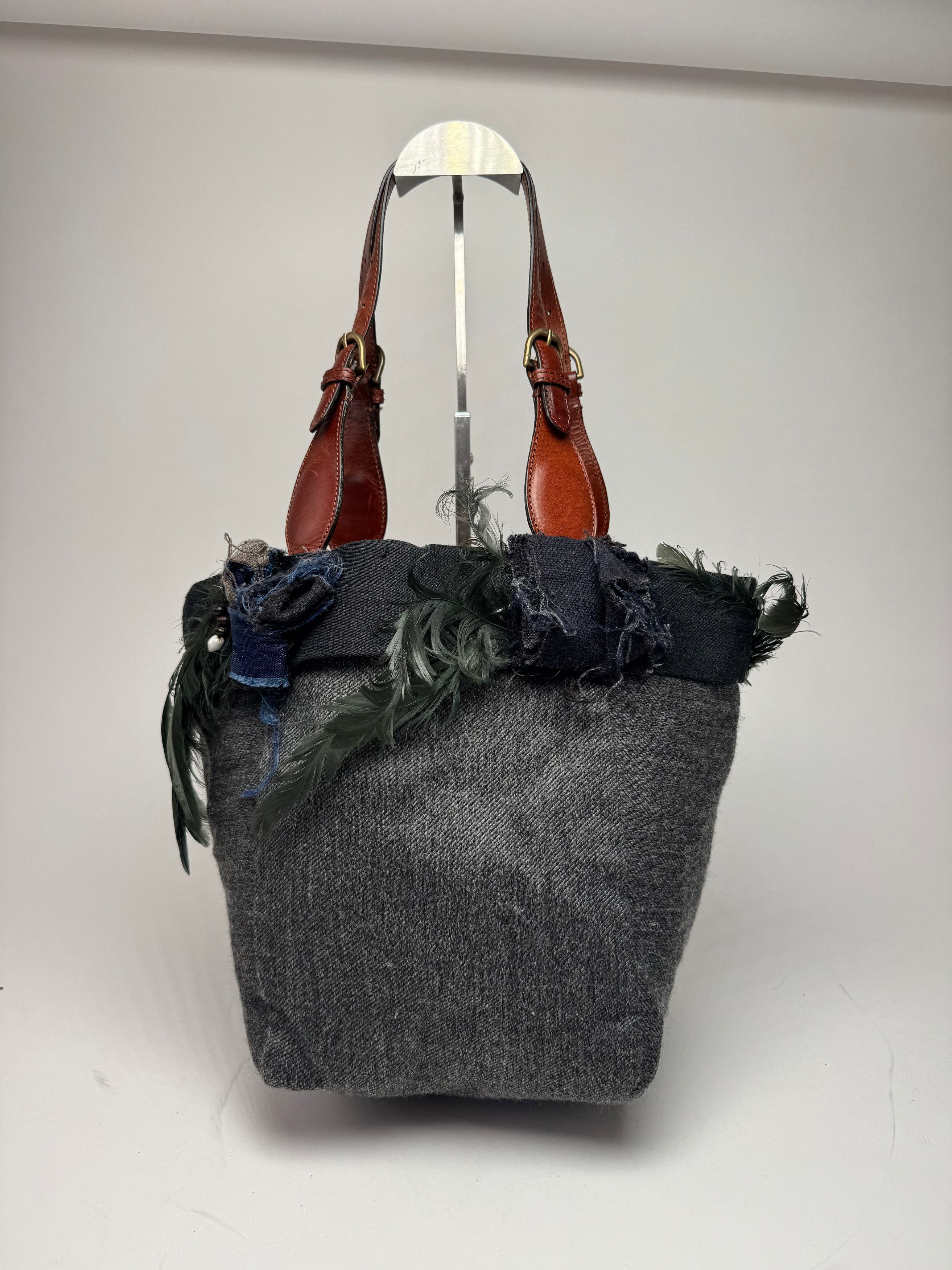 Marni Vintage Wool Leather Tote Bag Grey Size ONE SIZE - 1 Thumbnail