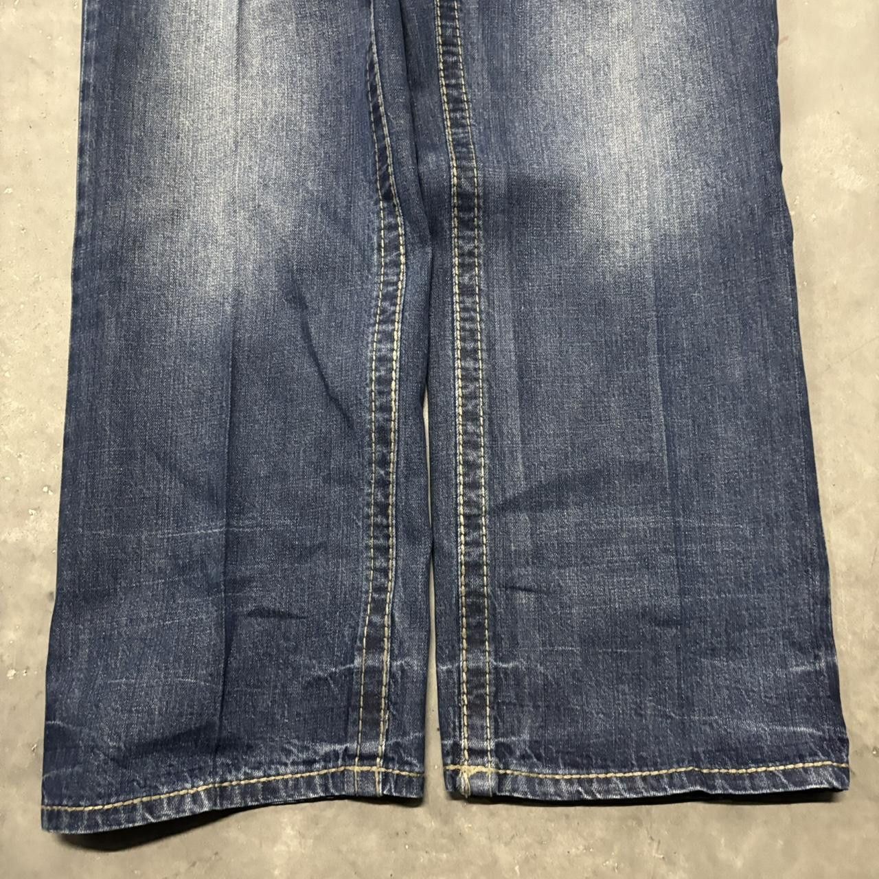 Japanese Brand × Vintage Crazy Vintage Y2K/2000s Grunge Faded Dark Wash Starched Denim Jeans! Size US 36 / EU 52 - 5 Thumbnail