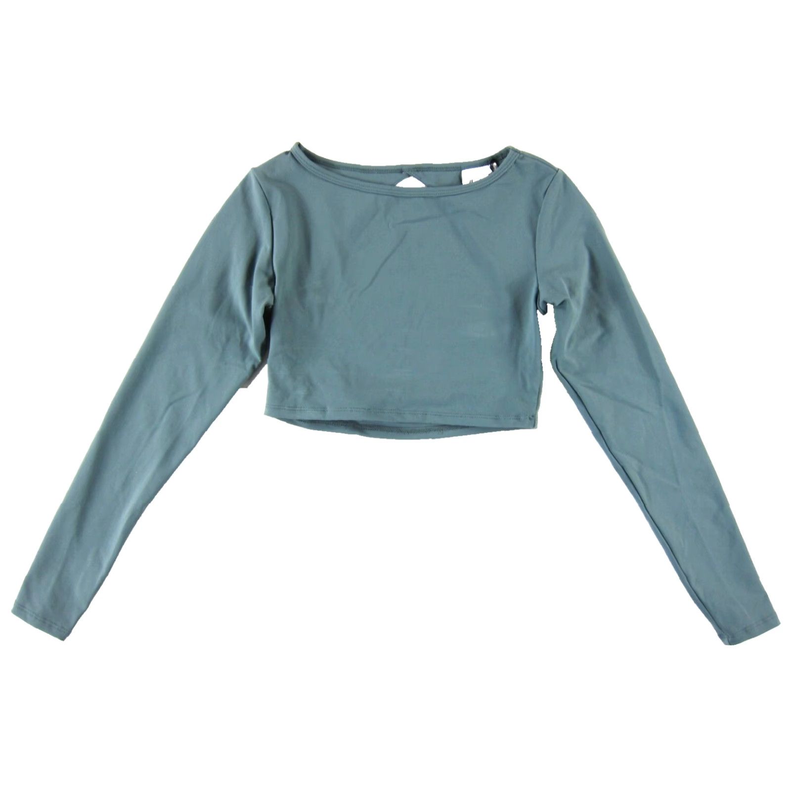 Vintage Lazuli Label Shirt Cropped Open Back Green Stretch Long Sleeve NWT Medium Blouse Women Size M / US 6-8 / IT 42-44 - 2 Thumbnail