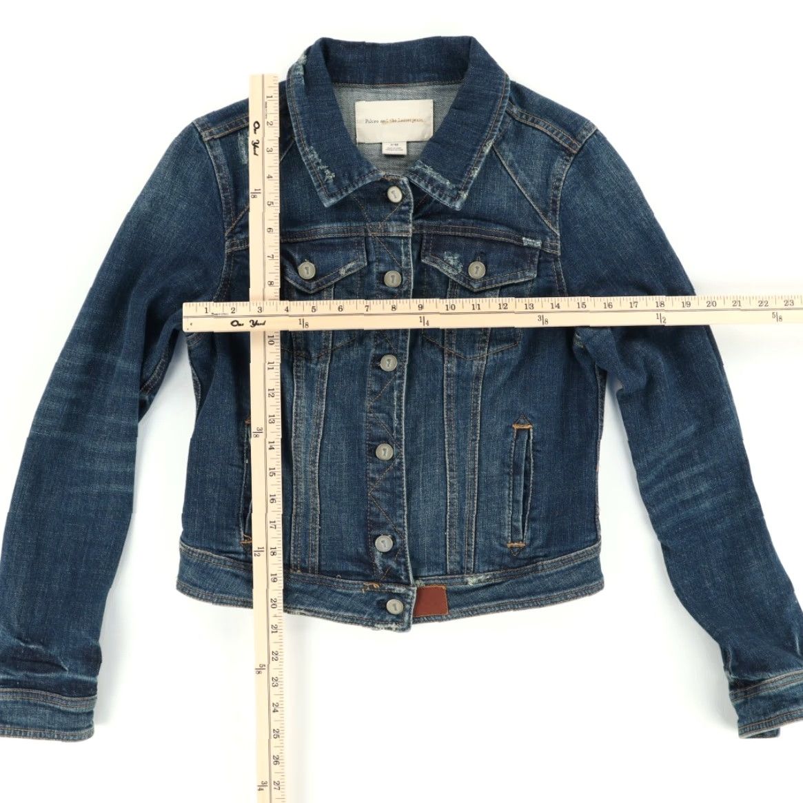 Vintage Pilcro and the Letterpress Crop Trucker Demin Jacket Blue Women's M Shirt Size M / US 6-8 / IT 42-44 - 3 Thumbnail