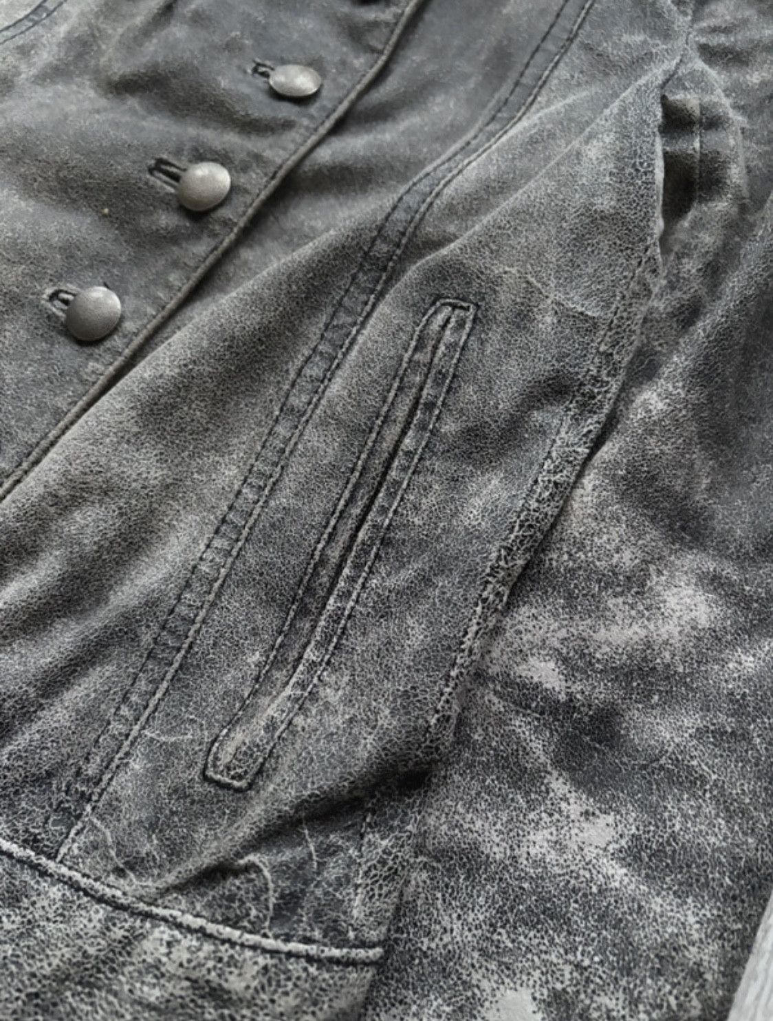 Ann Demeulemeester Ann Demeulemeester s/s 2002 Painted Leather Napoleon Jacket Size M / US 6-8 / IT 42-44 - 3 Thumbnail