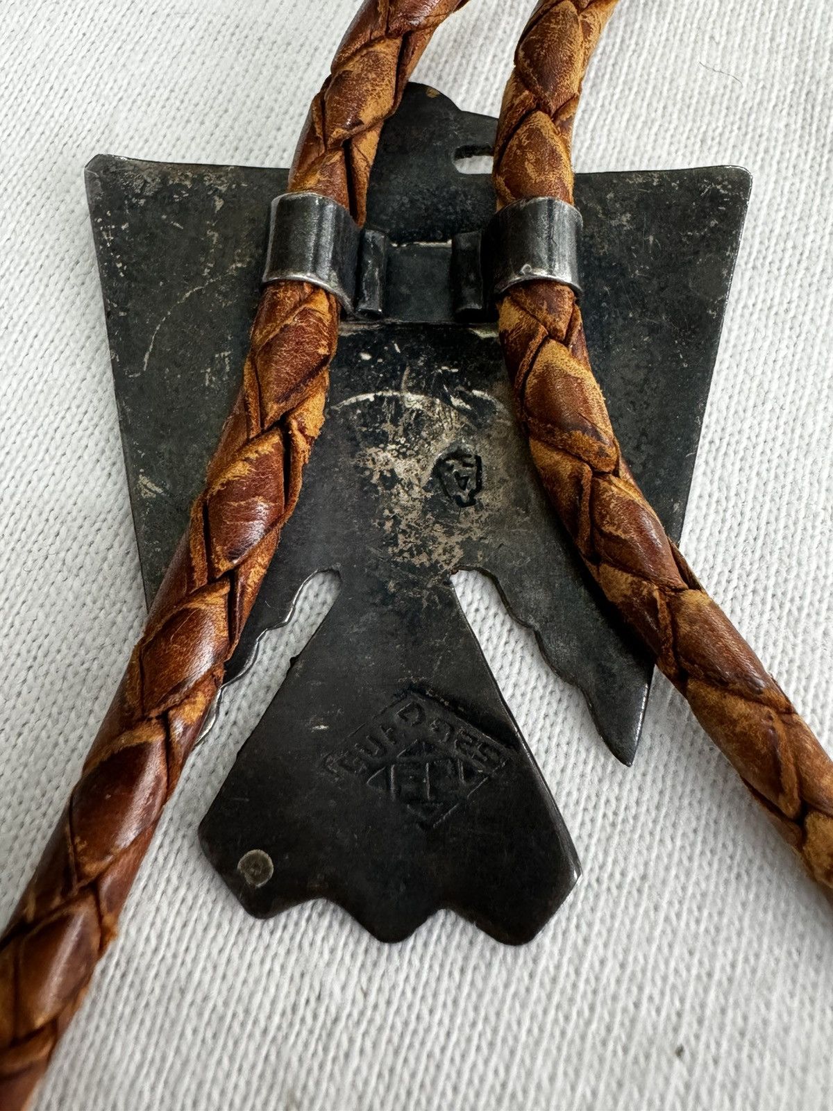 Japanese Brand × Sterling Silver FP 925 STERLING PEYOTE THUNDERBIRD BRAIDED LEATHER BOLO TIE Size ONE SIZE - 7 Thumbnail