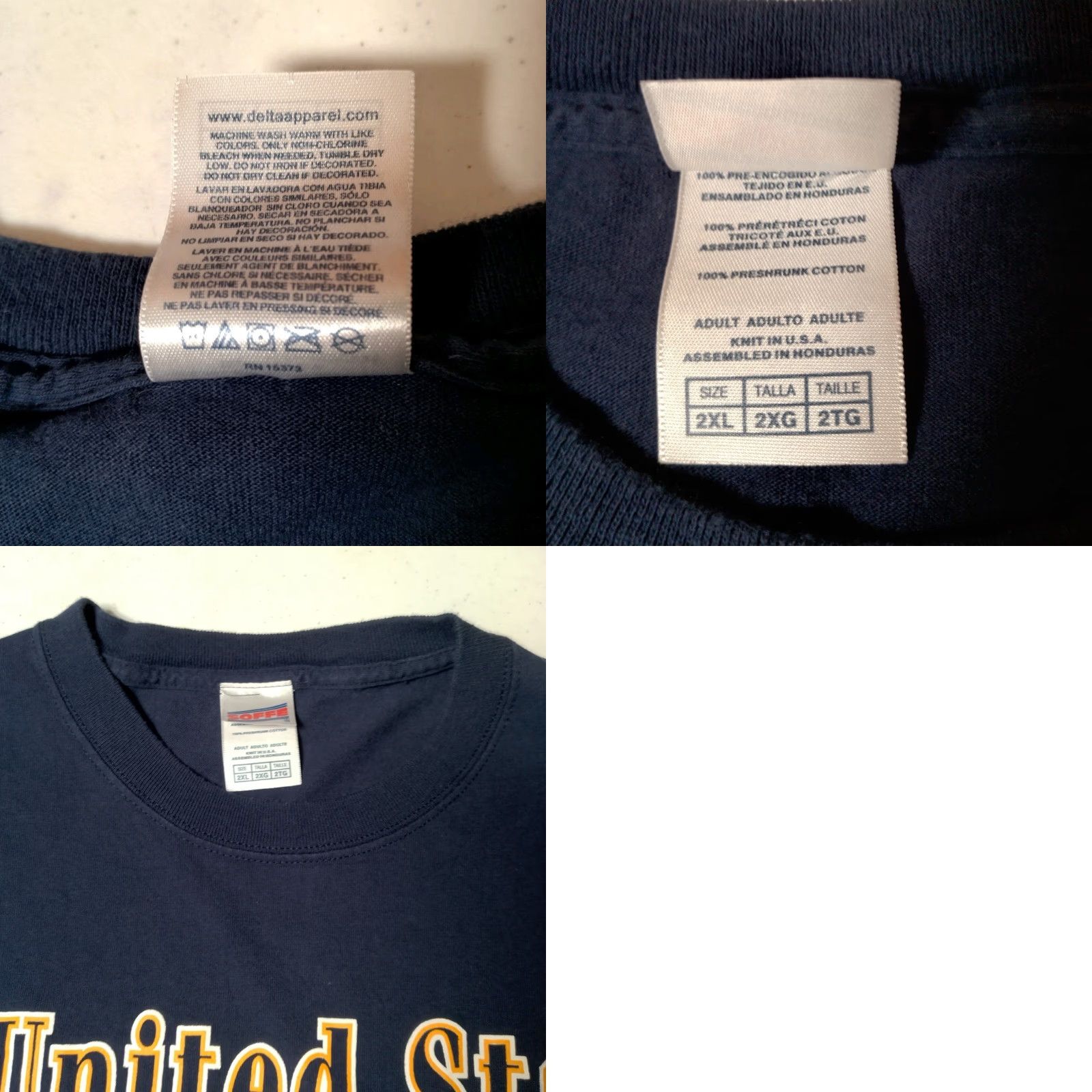 Soffe VINTAGE United States Navy Dad Shirt 2XL Blue Gold USA Military Pride American Patriot Shirt Mens Blue 2XL Navy Dad Military Patriotic Tee Size US XXL / EU 58 / 5 - 8 Thumbnail
