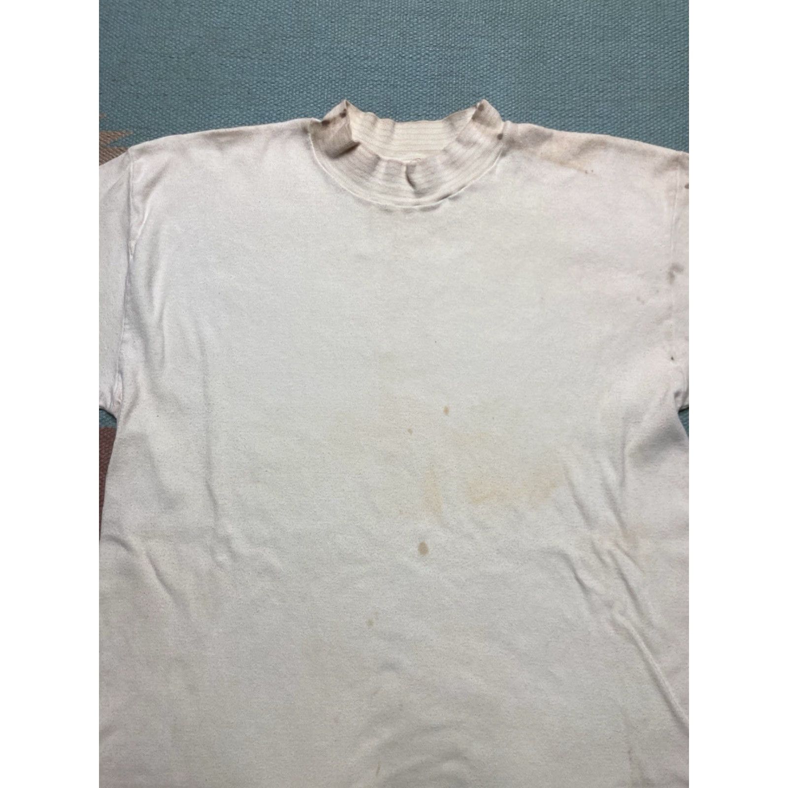 Vintage VINTAGE 1950s Long Sleeve T Shirt White Cotton Grunge Large Mens Shirt Size US L / EU 52-54 / 3 - 7 Thumbnail