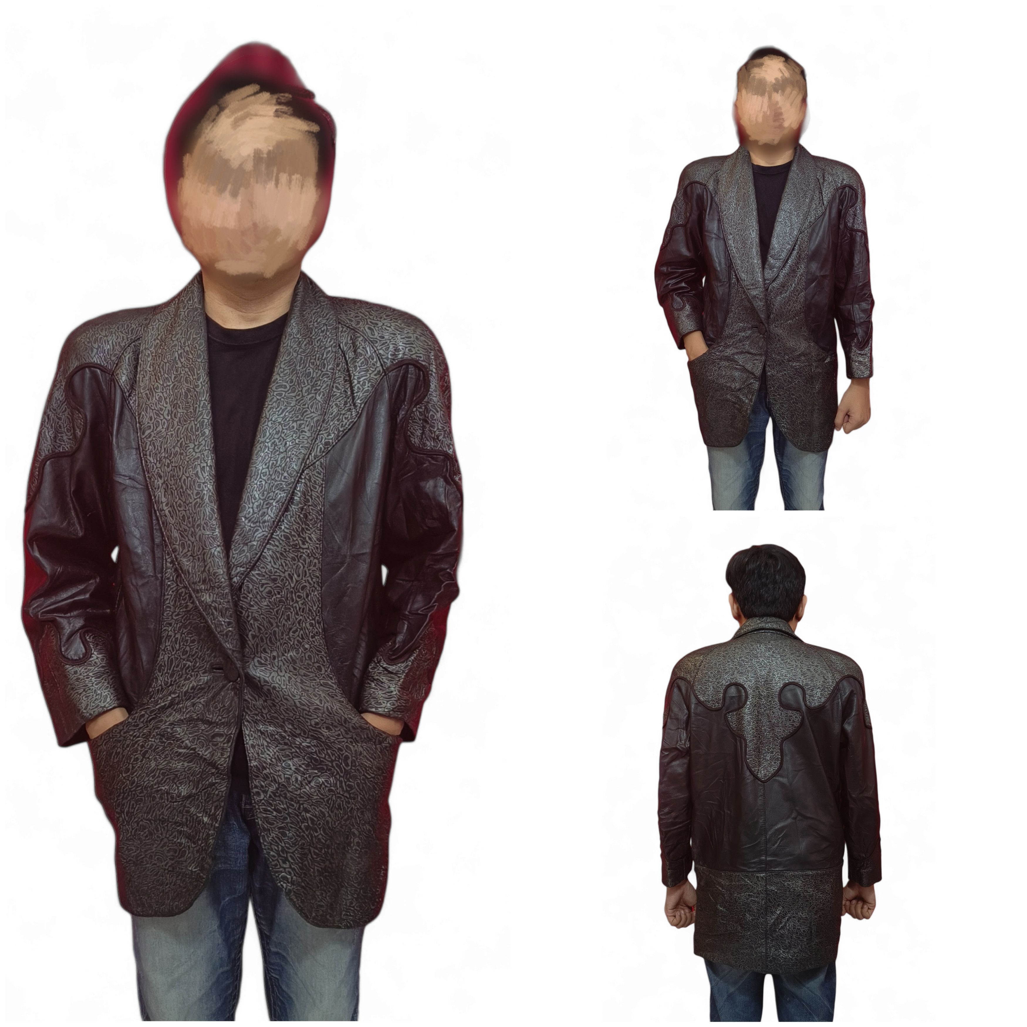 Other Vintage LUMINOUS Unique Design Motifs Leather Coat Jacket Size M / US 6-8 / IT 42-44 - 8 Thumbnail
