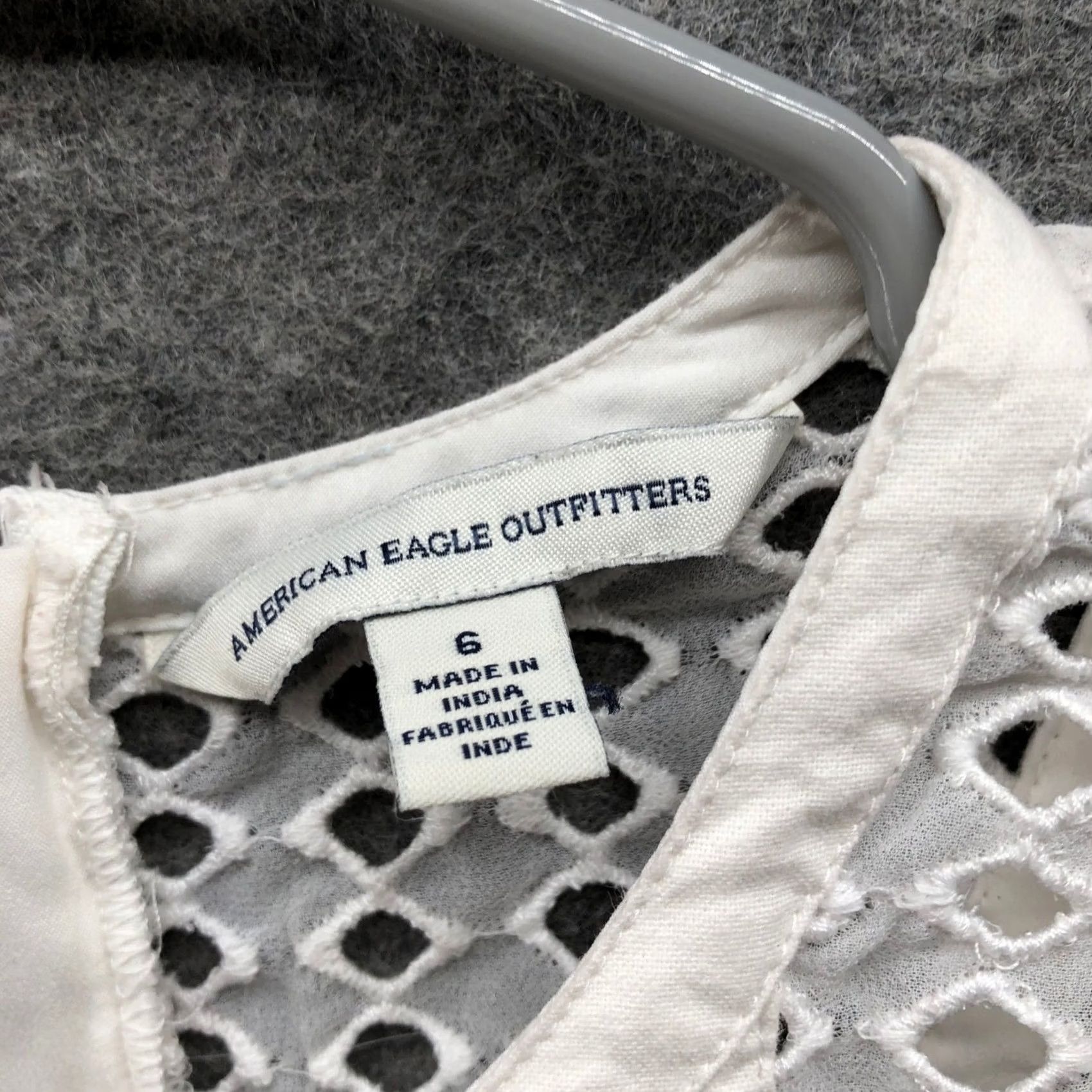 American Eagle Outfitters American Eagle Fit Flare Dress Womens 6 White Cotton Lace Summer A-Line Size M / US 6-8 / IT 42-44 - 7 Thumbnail