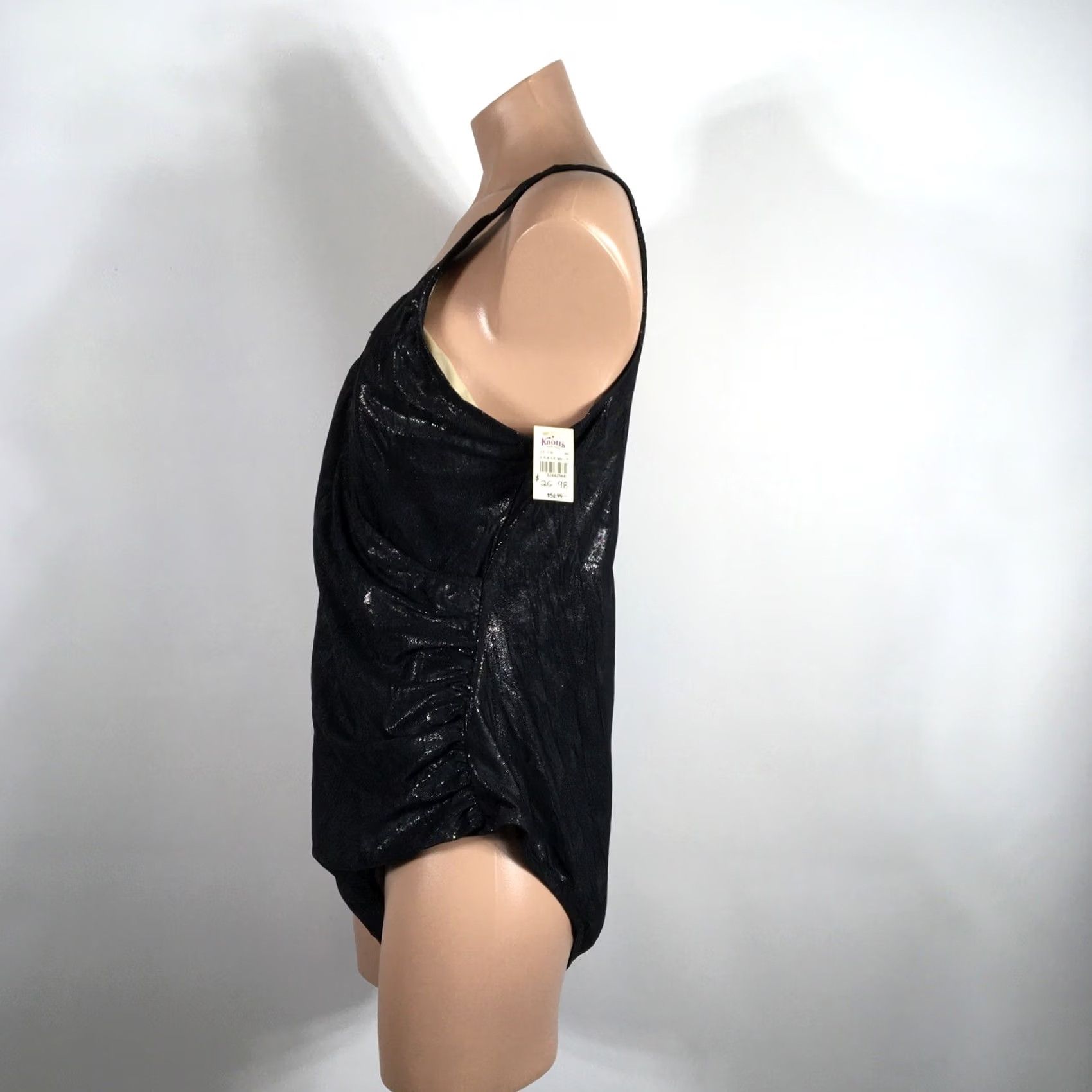 Vintage VINTAGE Cruz One Piece Swimsuit Adult Women 18W Black Glitter 80s Plus Nylon Lycra Slimming NWT Size ONE SIZE - 4 Thumbnail