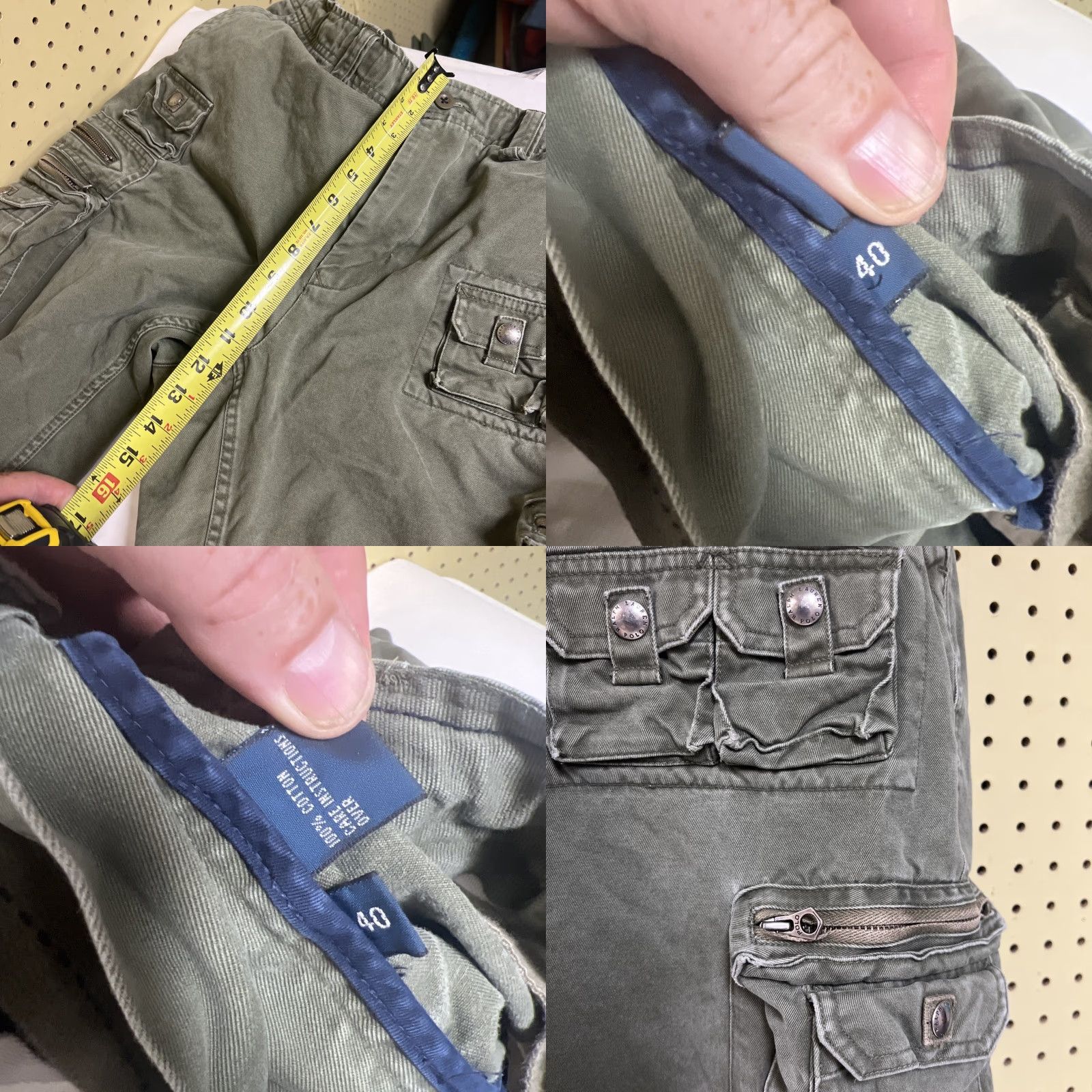 Polo Ralph Lauren VINTAGE Polo Ralph Lauren Mens Cargo Shorts Flat Front Army Green 40” Classic Pockets Button Zipper Cargo Classic Mens Size US L / EU 52-54 / 3 - 8 Thumbnail