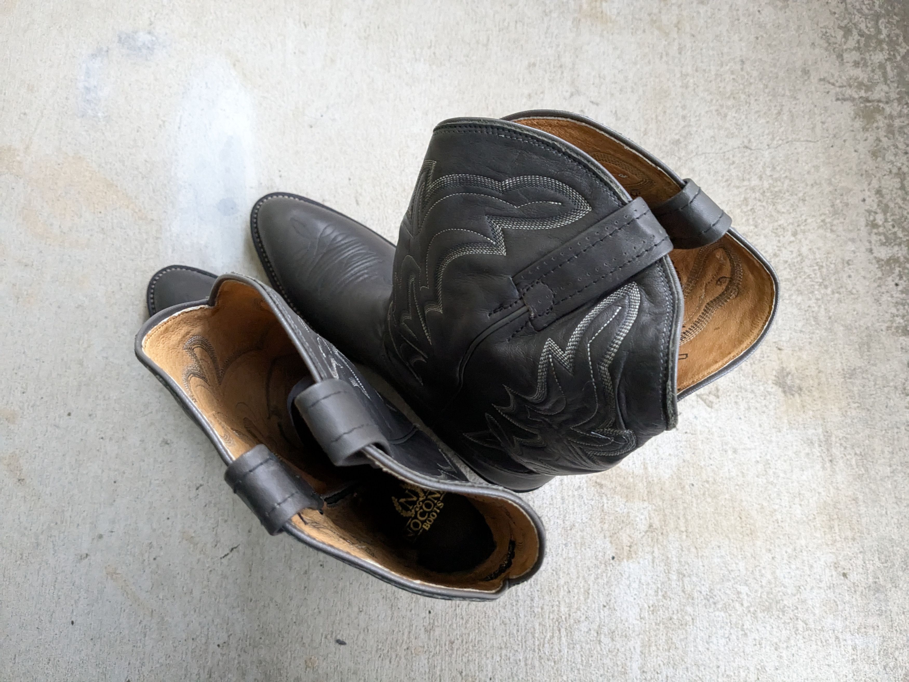 Nocona Nocona Cowboy Boots Gray 11.5 D Leather USA Black Size US 11.5 / EU 44-45 - 12 Thumbnail