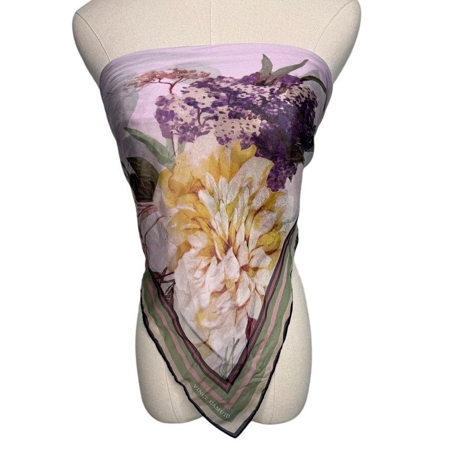 Vince Camuto Vince Camuto floral chiffon square scarf pink green 43” Size ONE SIZE - 8 Thumbnail