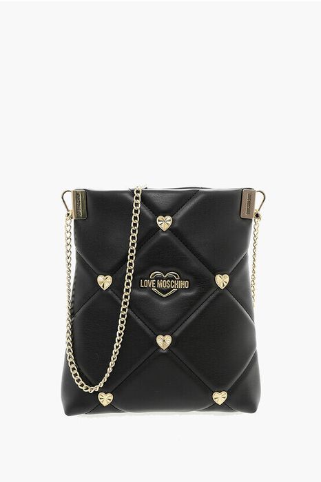 Love Faux Leather Crossbody Bag with Golden Details Size unica