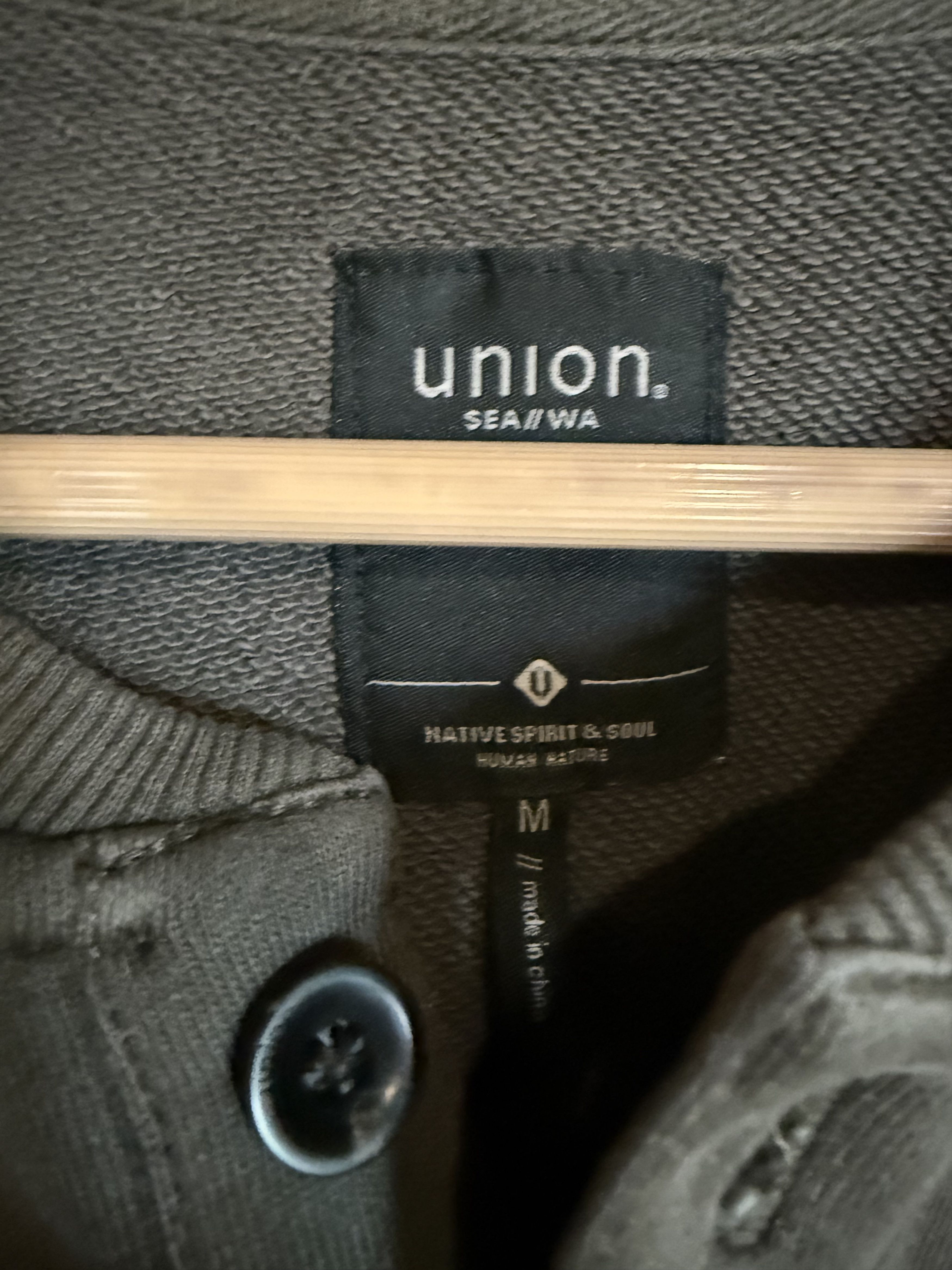 Other Union Charcoal Grey L/S Henley Sweatshirt, Men's Medium Size US M / EU 48-50 / 2 - 3 Thumbnail