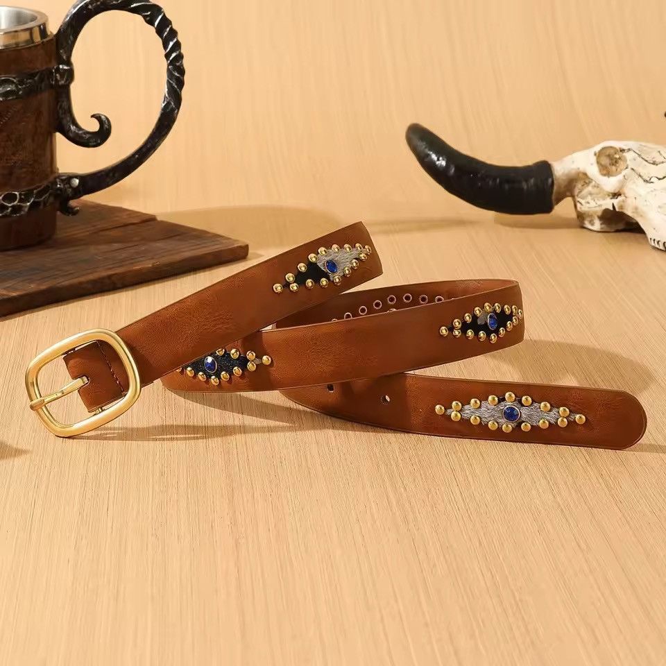Japanese Brand Brown studded western style 92 cm Size 32 - 2 Thumbnail