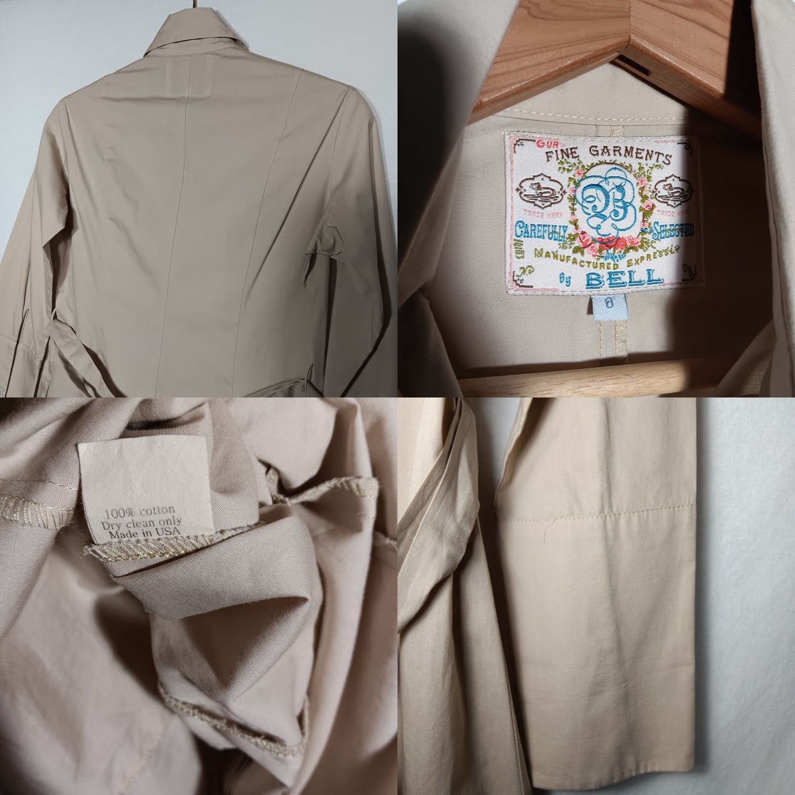 Bell VINTAGE Fine Garments by Bell Shirt Dress Size 0 Beige Long Sleeve Minimalist Academia Womens Size XS / US 0-2 / IT 36-38 - 8 Thumbnail