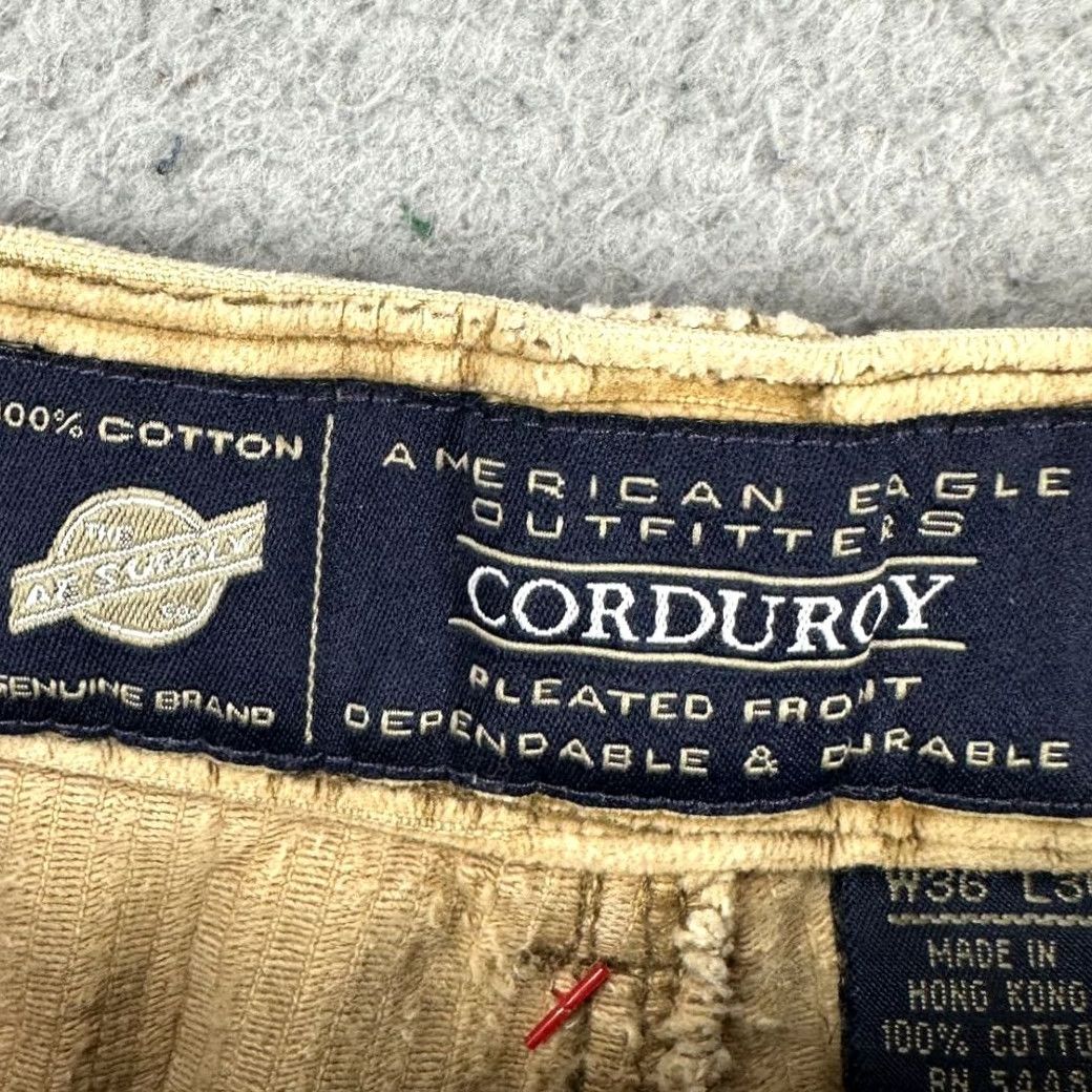 Vintage VINTAGE American Eagle Corduroy Pants Mens 36X30 Tan 90s Y2K Chunky Pleated Logo Pants Mens Large Brown 36X30 Mens Size US 36 / EU 52 - 4 Thumbnail