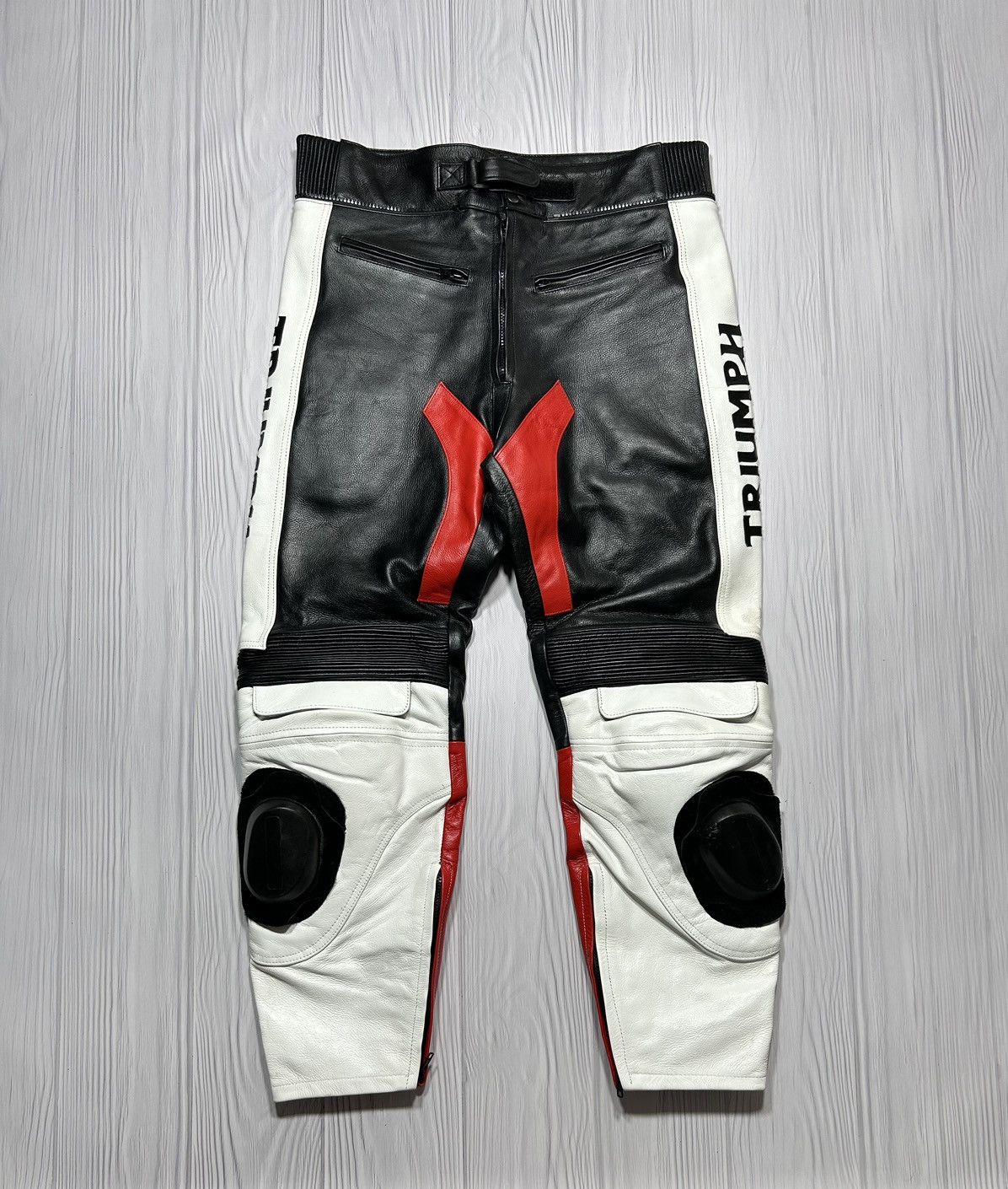 Genuine Leather TRIUMPH Real Heavy Leather Pants Moto Theme Racing Size XXL Size US 38 / EU 54 - 2 Thumbnail