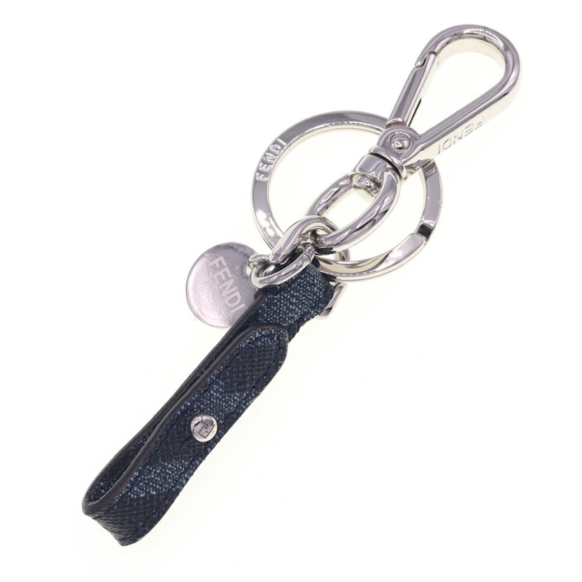 Fendi Keychain 7AP089 Blue PVC Key Ring Bag Charm for Men and