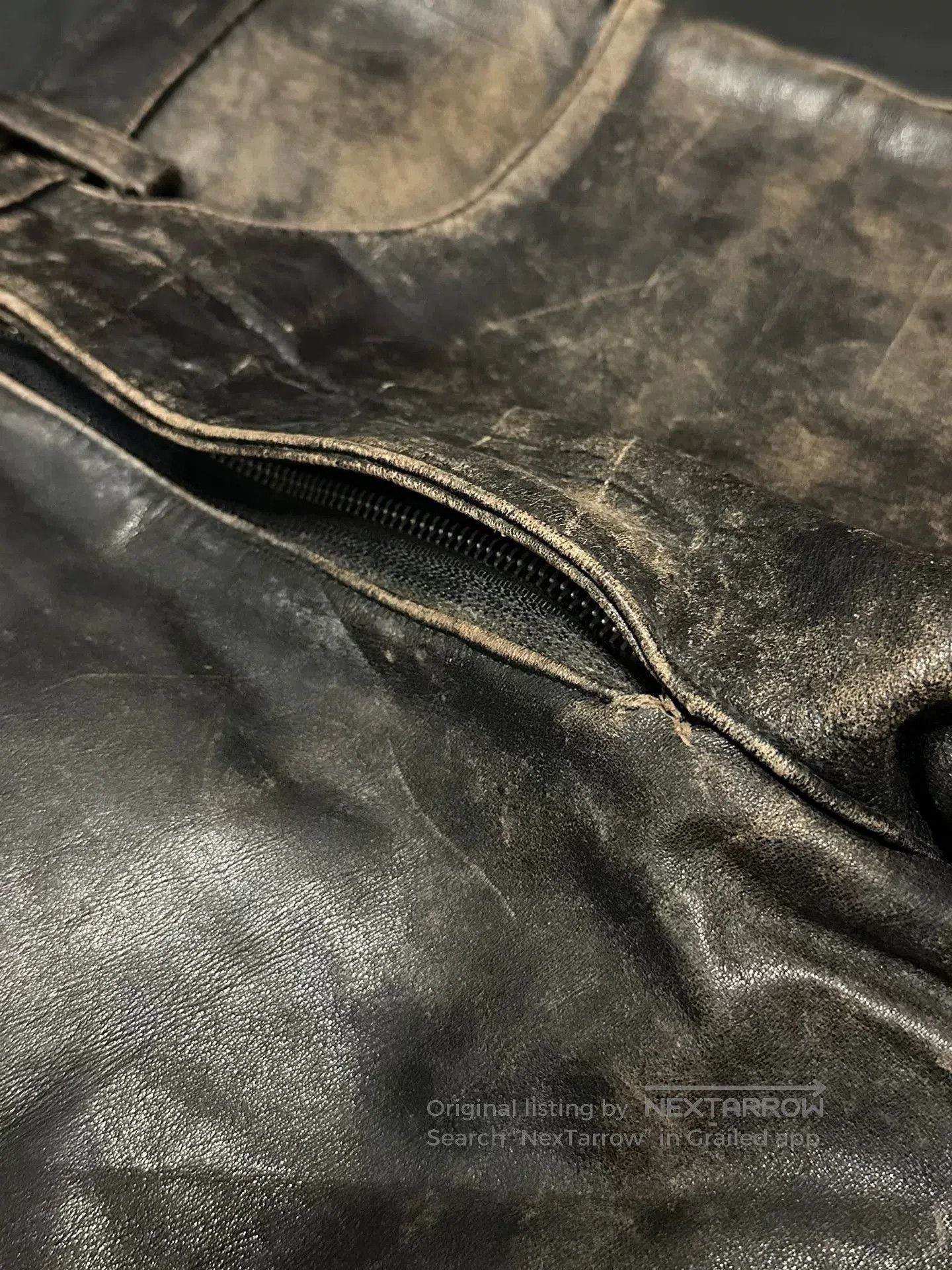 Vintage Vintage Distressed Pure Cowhide Leather Pants. Size US 30 / EU 46 - 5 Thumbnail