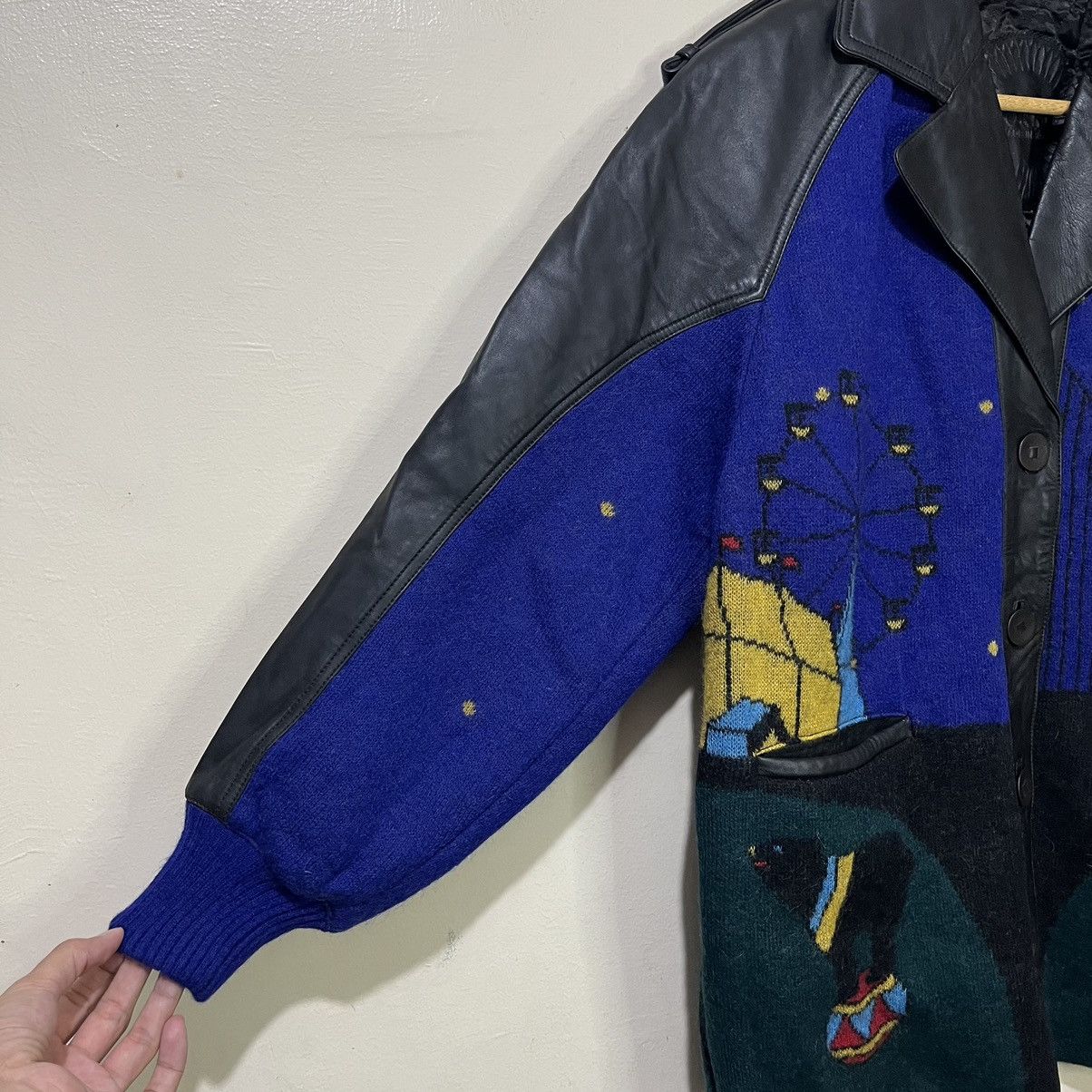 Torras 1990's Torras Spain Art Design Leather Wool Coat Jacket Size US L / EU 52-54 / 3 - 6 Thumbnail