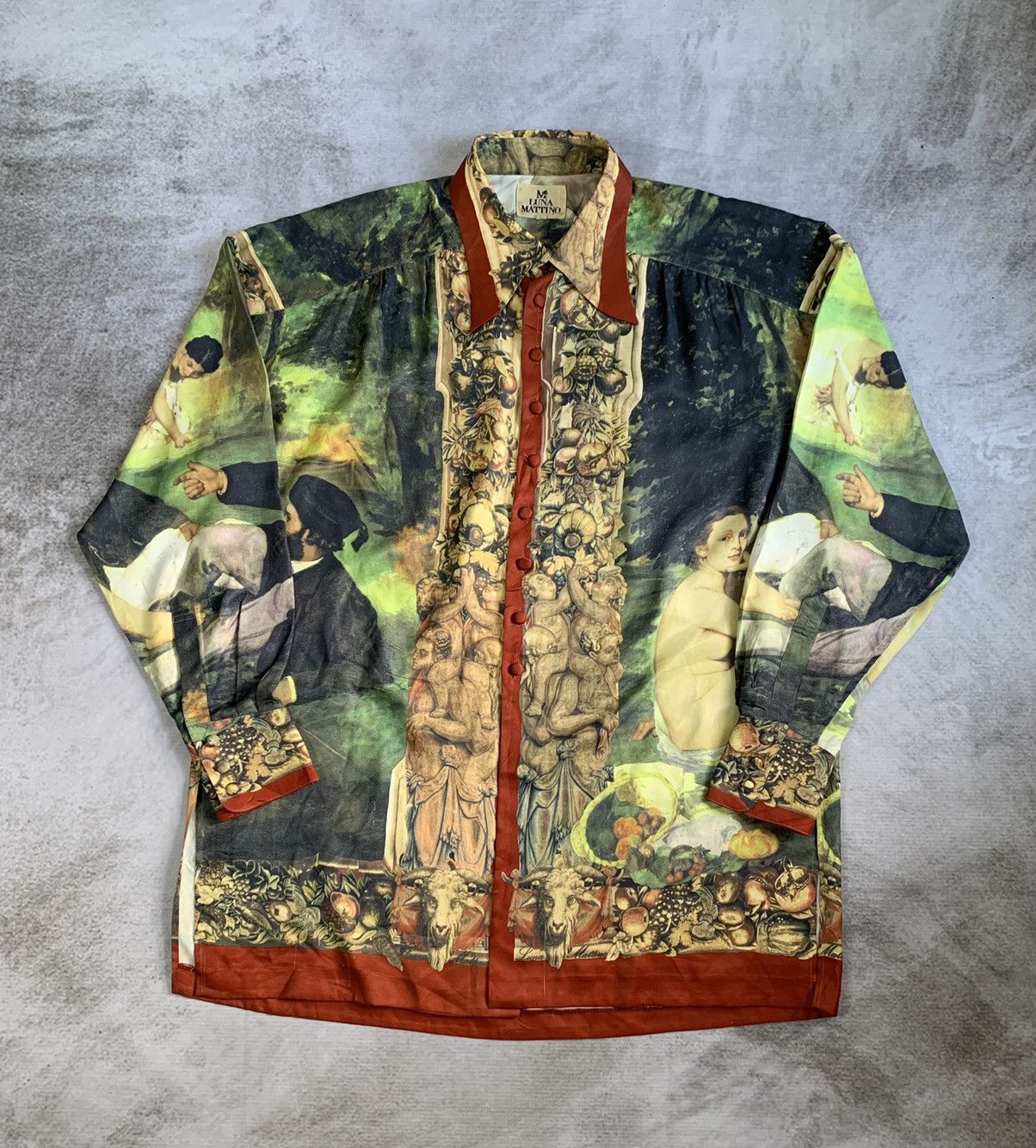 Vintage 90s Luna mattino silk art button up shirt | Grailed