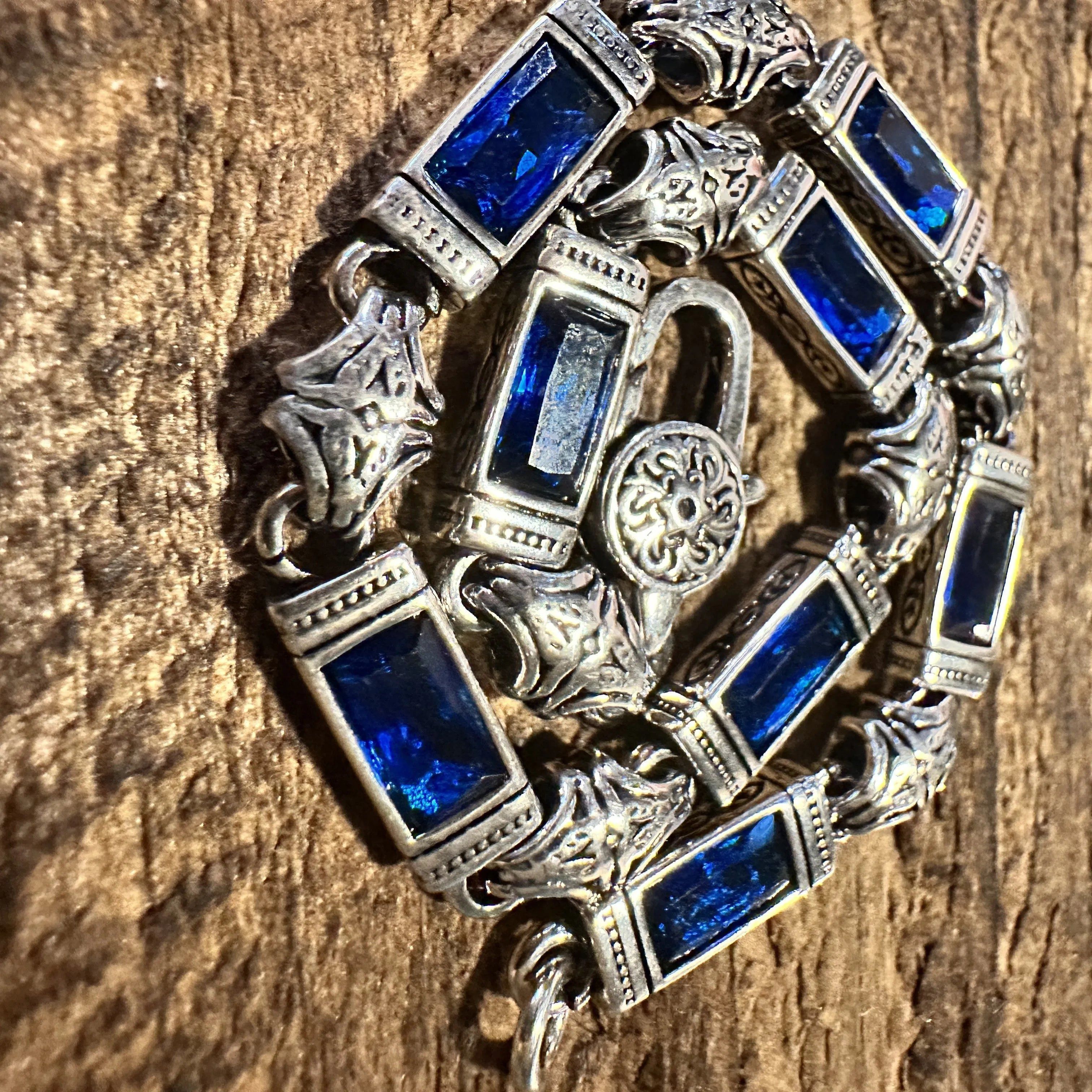 Other Boho Chic Woven Link Blue Crystal CZ Silver Bracelet, Lobste Size ONE SIZE - 6 Thumbnail