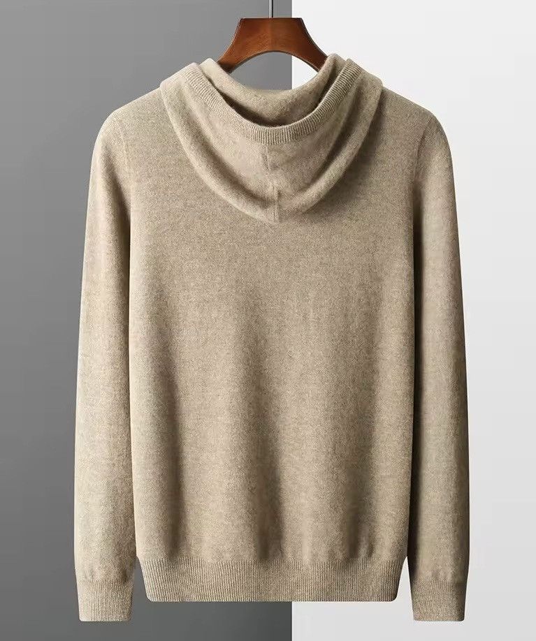 Other 100% Merino Wool Beige Knitted Casual Sweater Hooded Jumper Size US L / EU 52-54 / 3 - 2 Thumbnail
