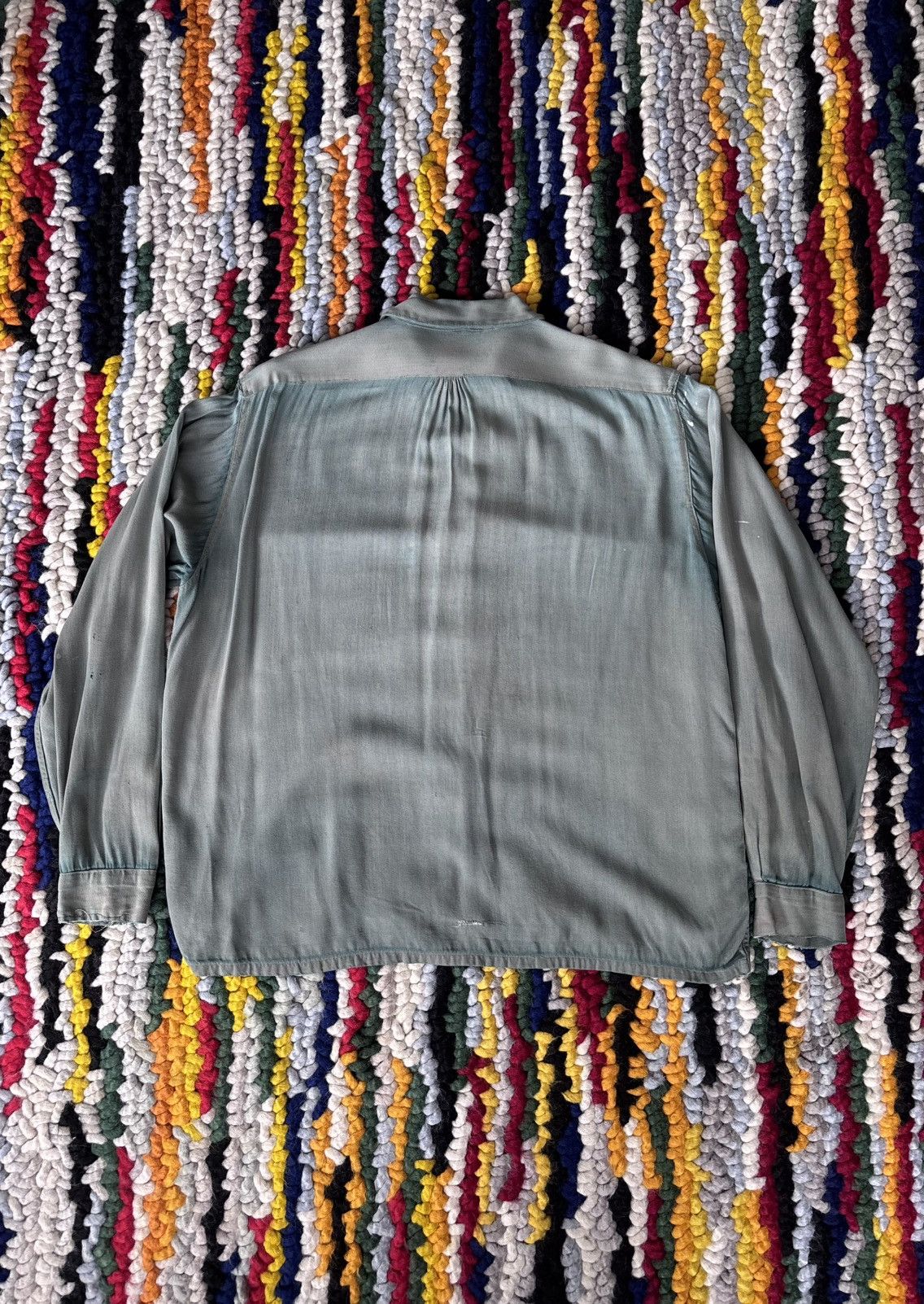 JCPenney × Vintage 1940s Rayon Gabardine Loop Collar Green Size US M / EU 48-50 / 2 - 11 Thumbnail