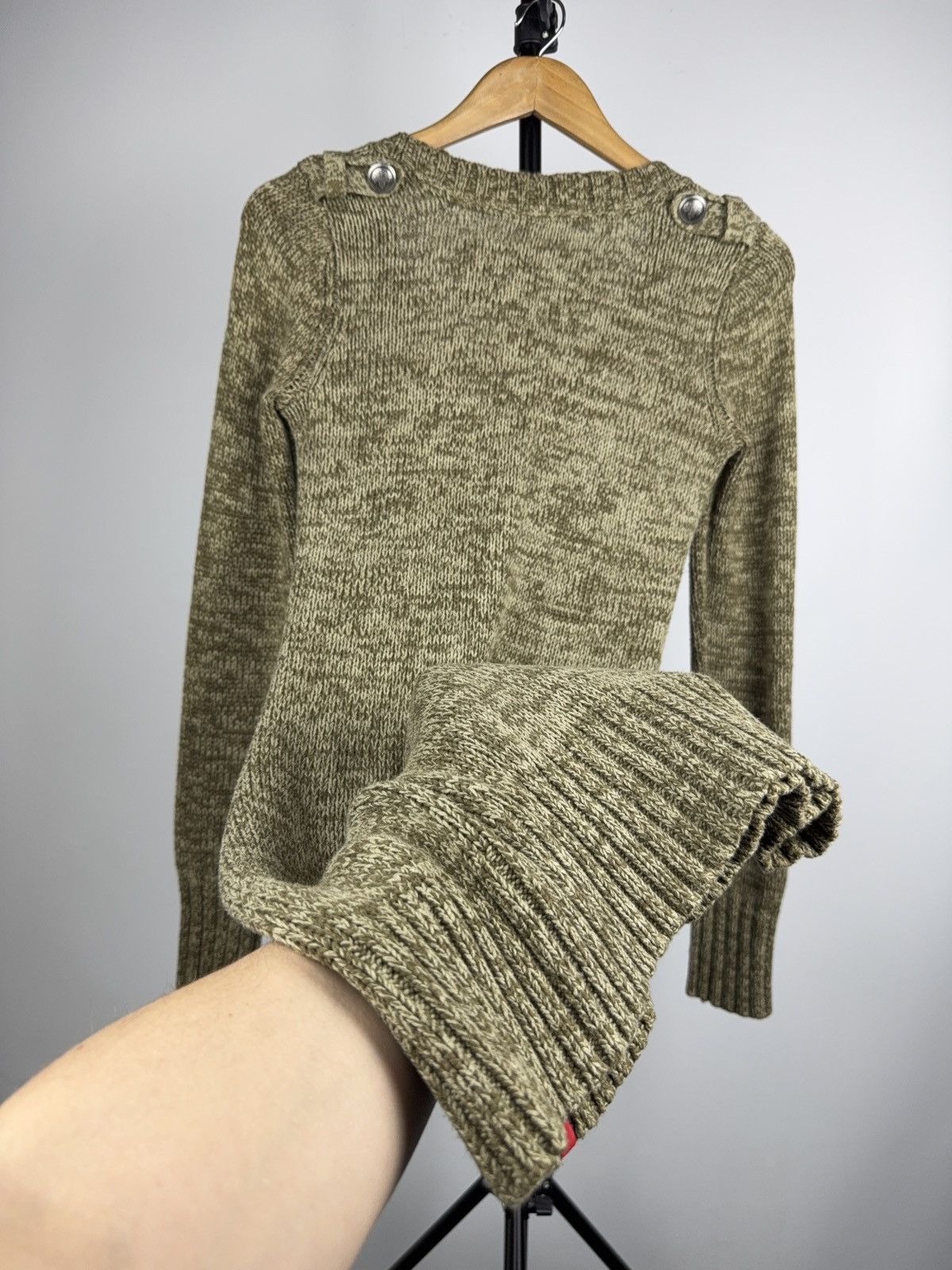 Japanese Brand Avant Garde Japanese 00s Cable Knit Sweater Dress Olive XS Size XS / US 0-2 / IT 36-38 - 11 Thumbnail