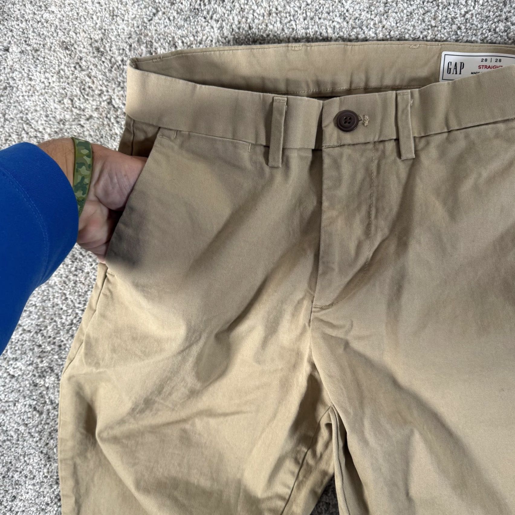 Gap Gap Pants Khaki 28x27.5 Straight Performance Chino Flat Front Regular Mens 28 Inseam 28in Cotton Spandex Stretch Flat Front Pockets Beige Beige Size US 28 / EU 44 - 6 Thumbnail