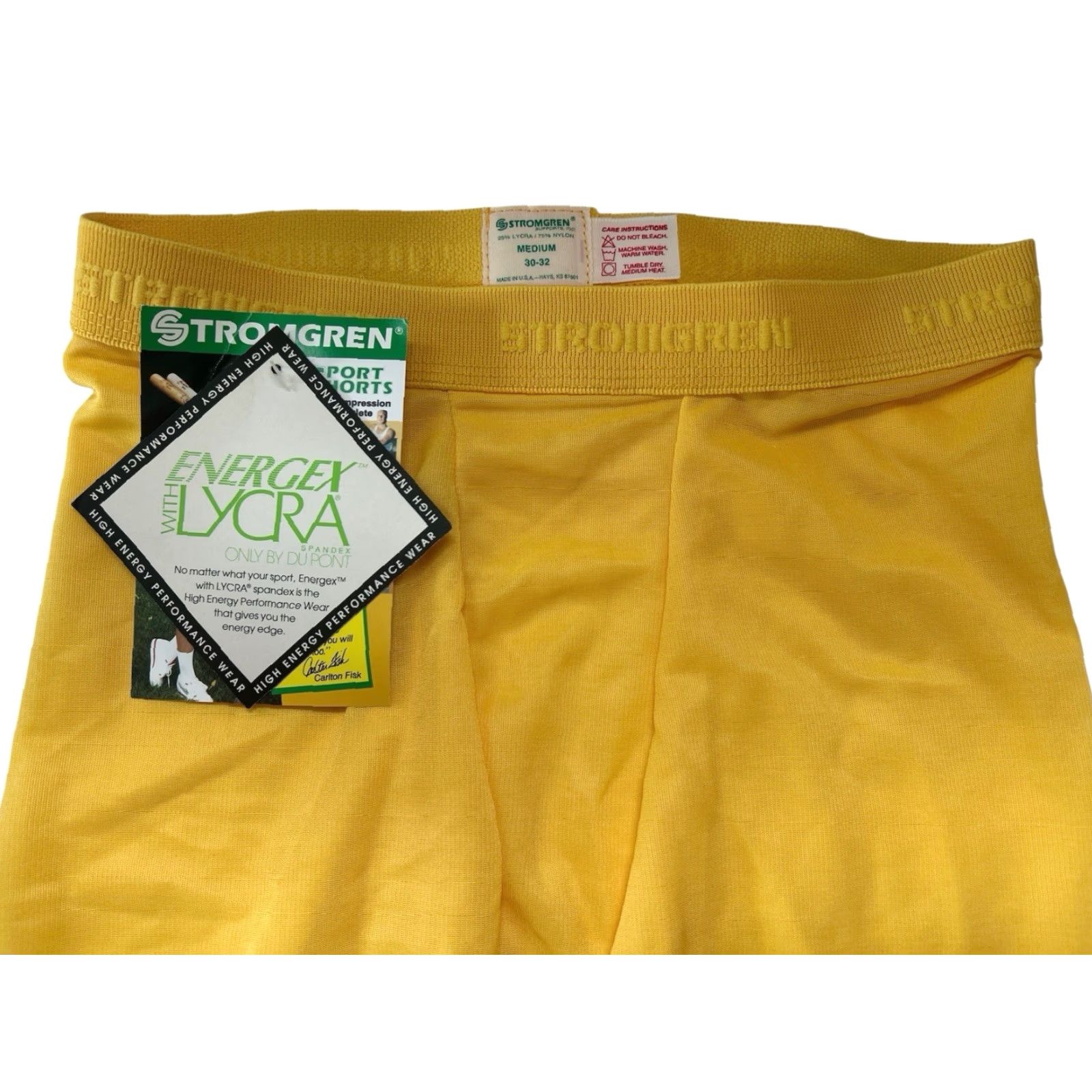 Vintage VINTAGE Stromgren Sport Compression Shorts Mens NWT M Yellow USA 90s Activewear Size US 31 - 5 Thumbnail
