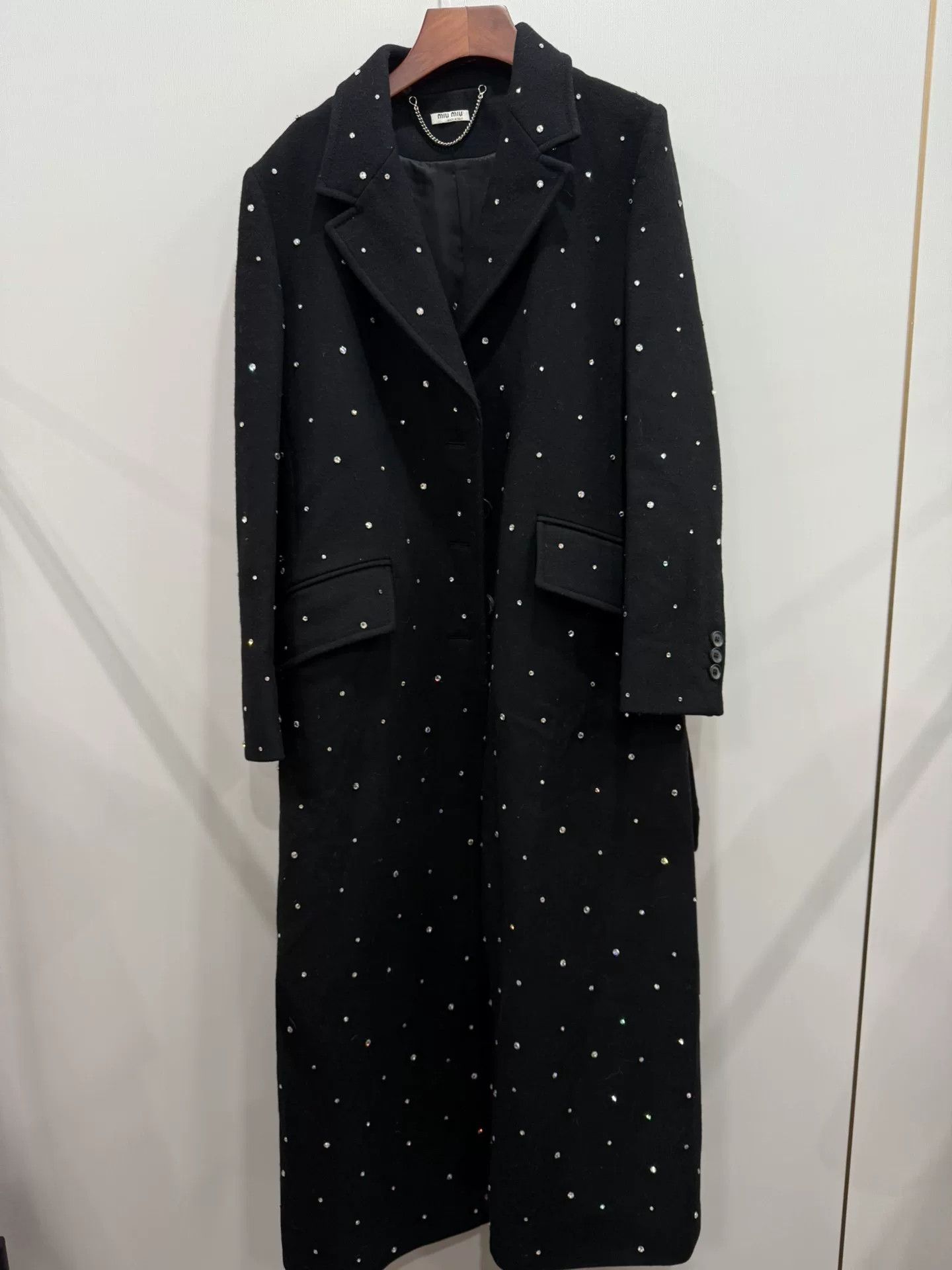 Miu Miu Miumiu Black Polka Dot Long Coat Size M / US 6-8 / IT 42-44 - 1 Thumbnail