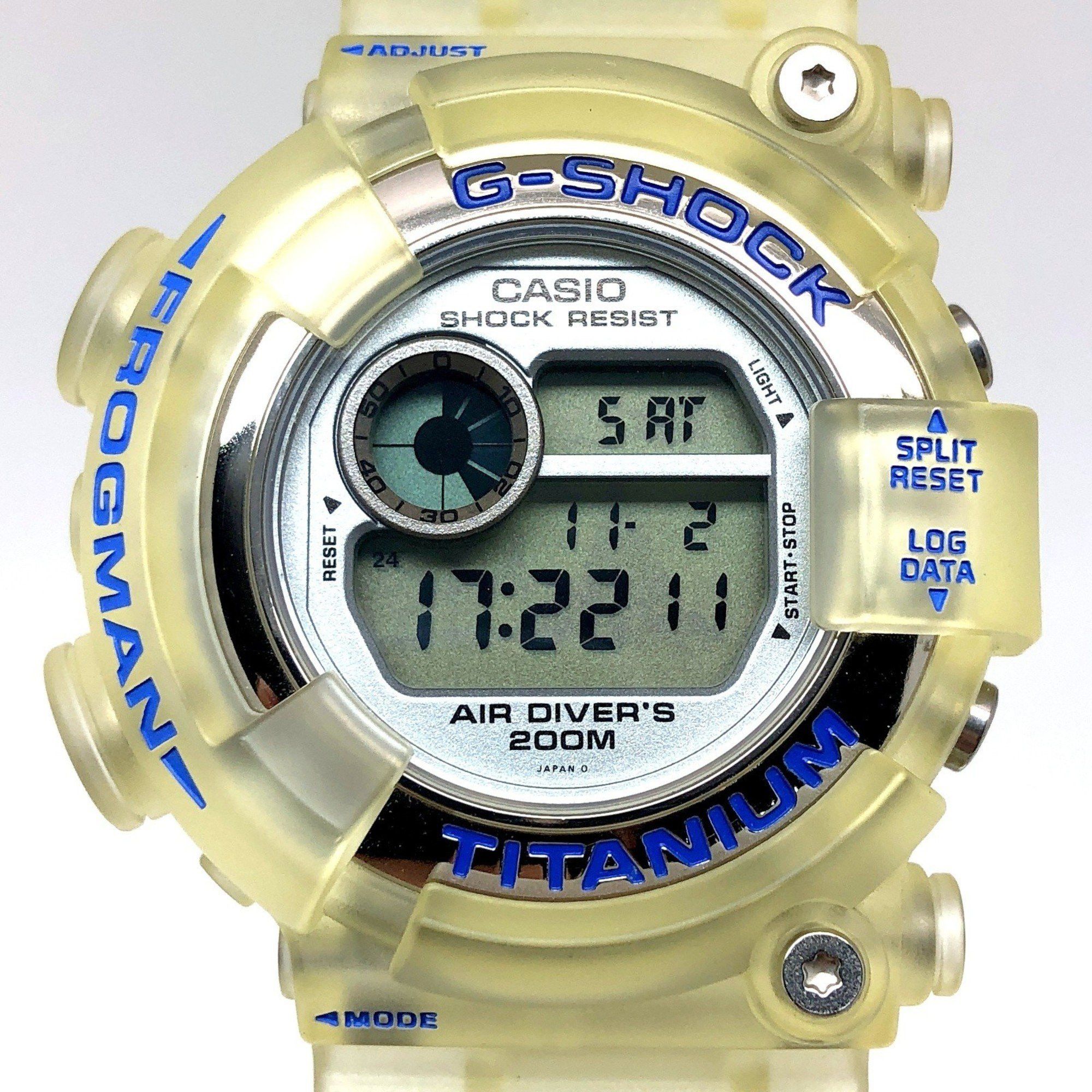 Casio G-SHOCK CASIO Watch DW-8201WC-2T FROGMAN W.C.C.S. Frogman Triple Manta  EL Titanium Case World Coral Reef Conservation Society Skeleton Blue  Released June 1998 Mikunigaoka Store | Grailed